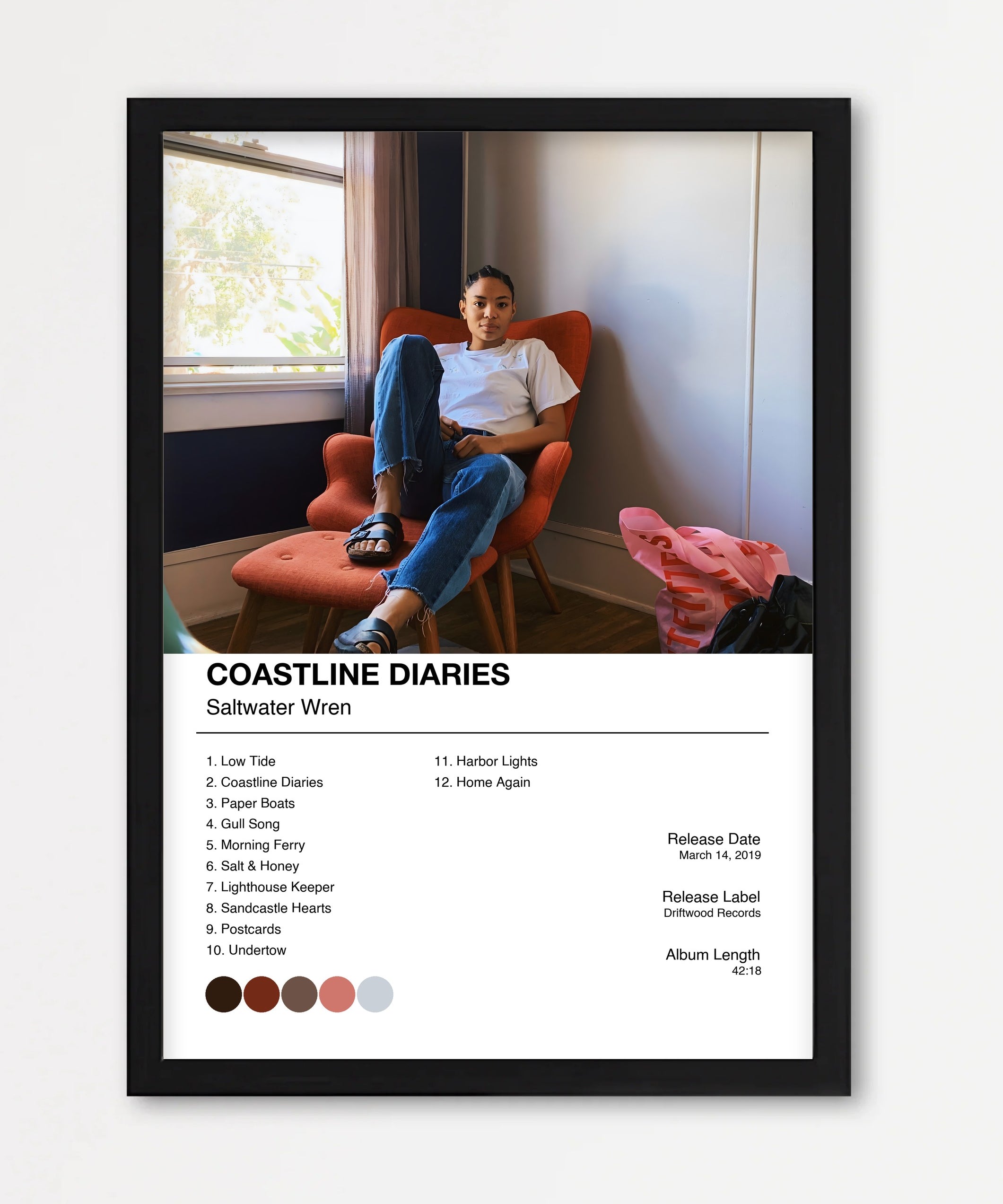 Personalisiertes Album-Poster mit Cover und Trackliste, Design 1 – Echtholzrahmen Schwarz