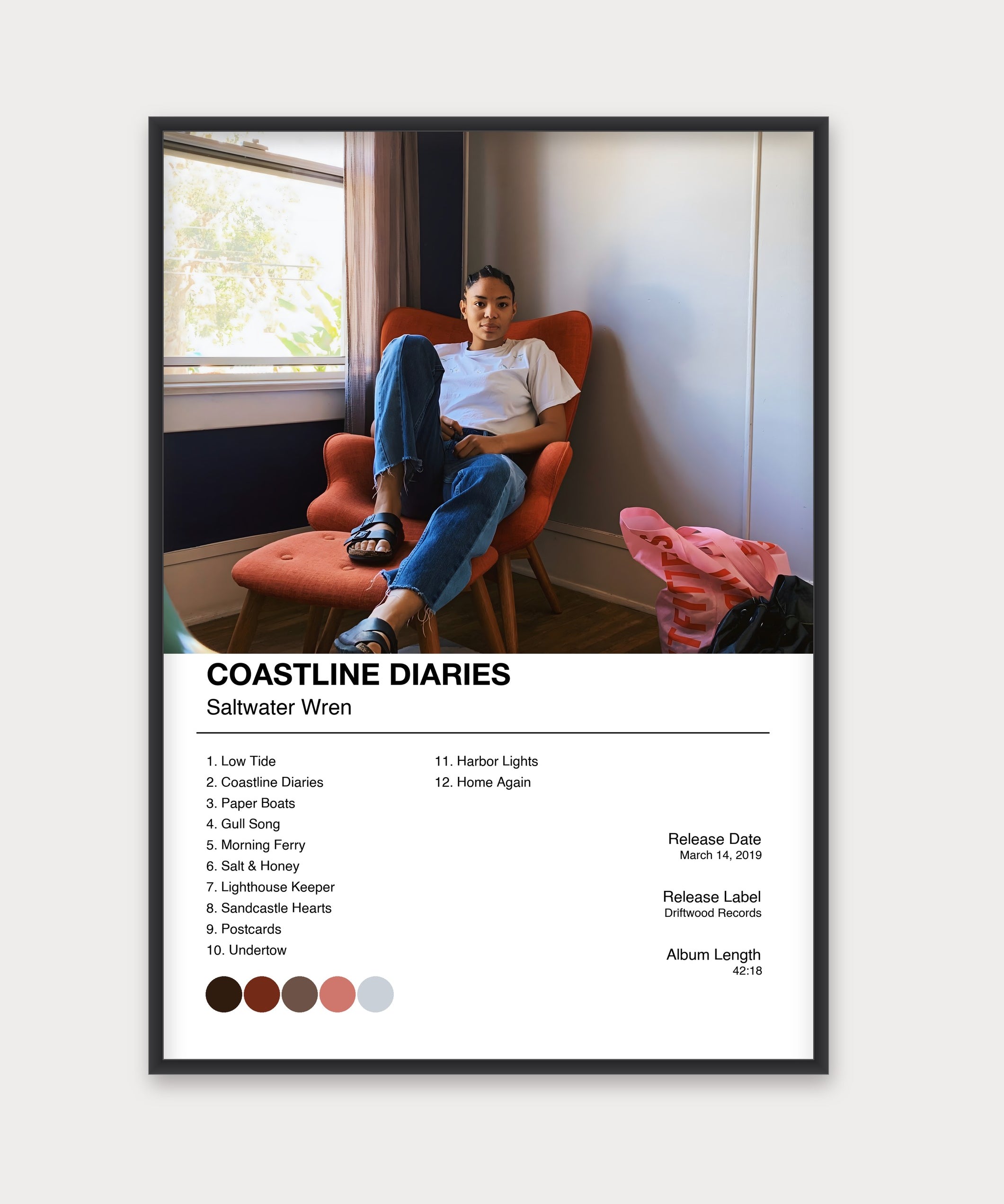 Personalisiertes Album-Poster mit Cover und Trackliste, Design 1 – Aluminiumrahmen Schwarz