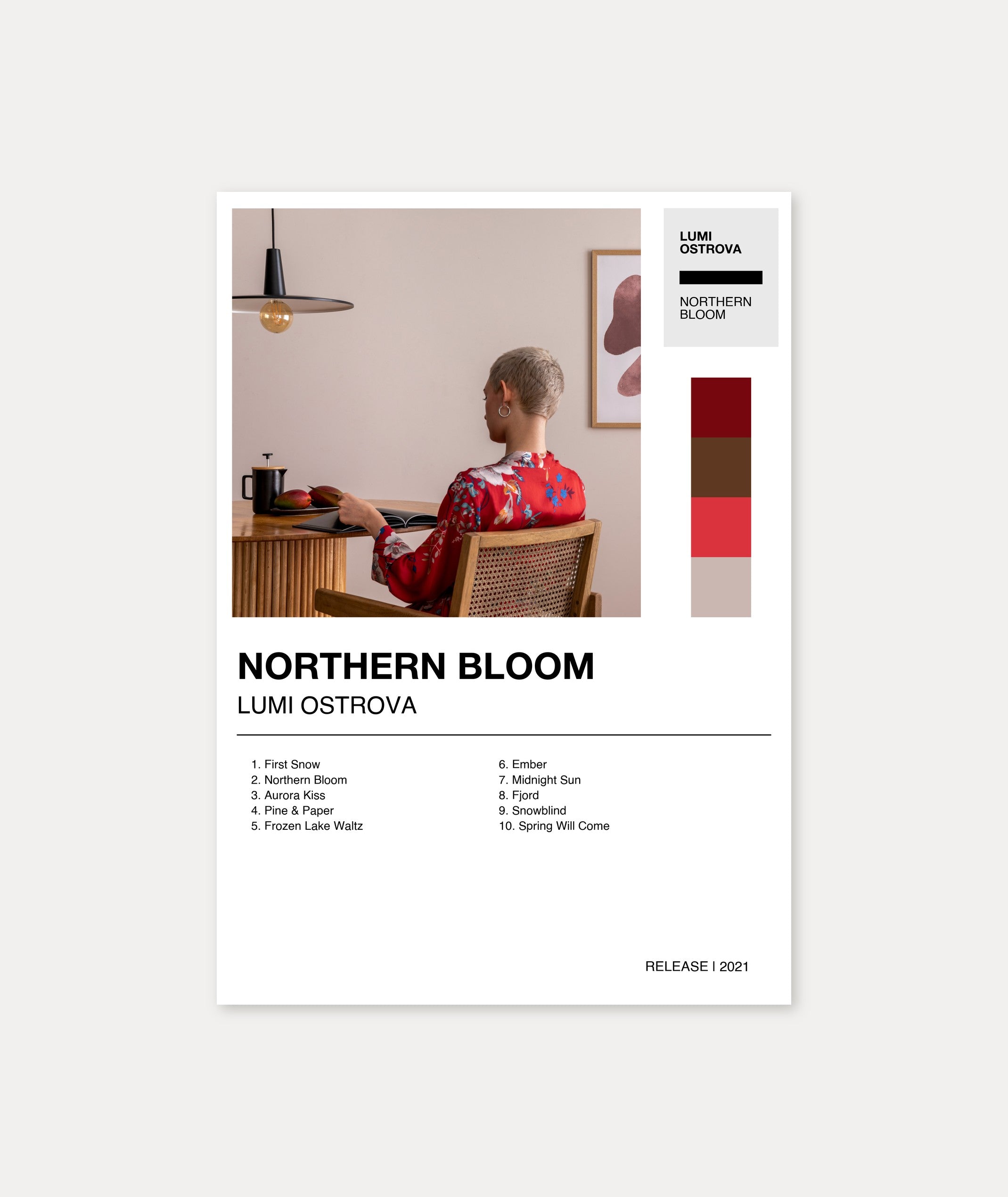 Personalisiertes Album-Poster mit Cover und Trackliste, Design 2