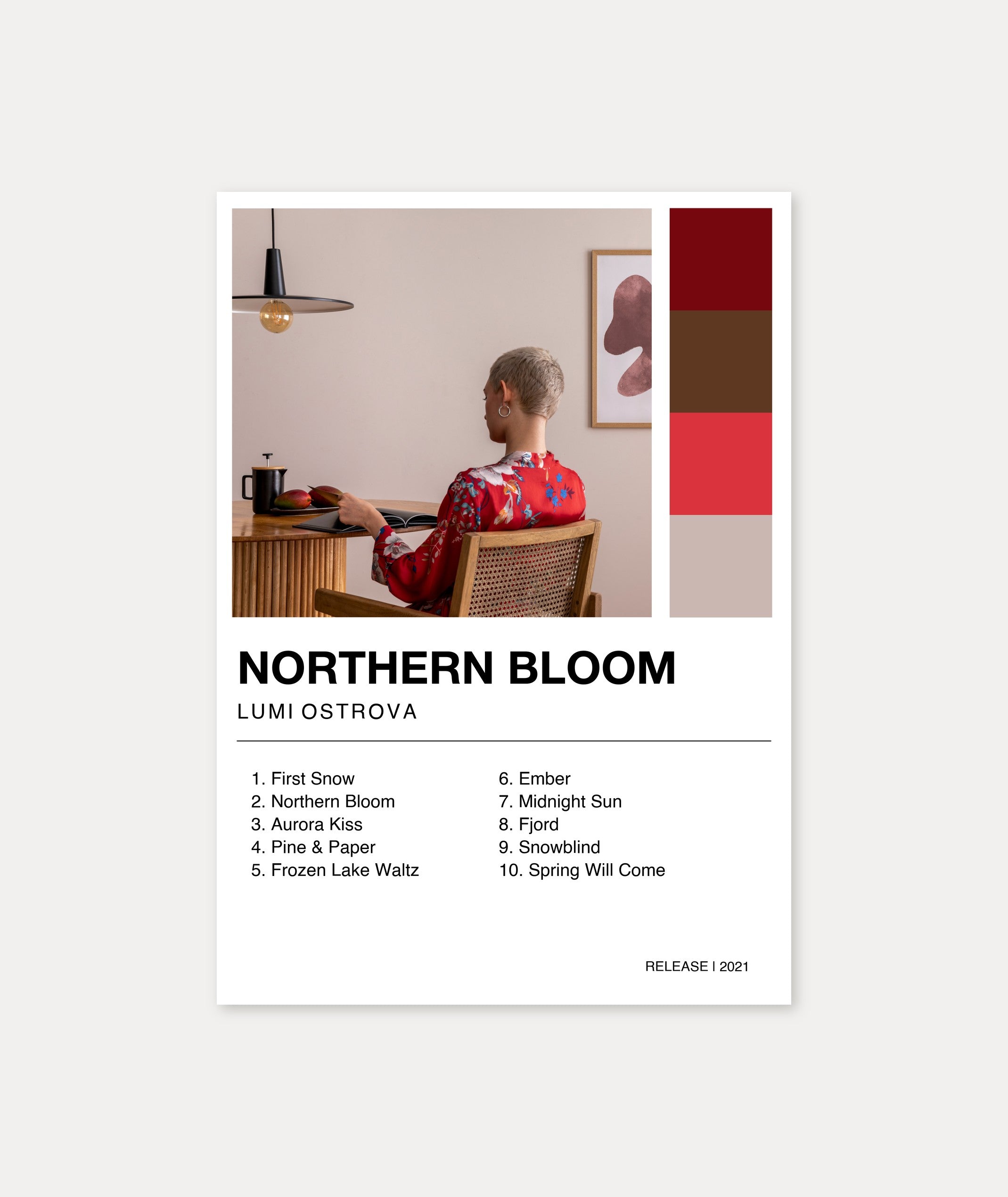 Personalisiertes Album-Poster mit Cover und Trackliste, Design 2