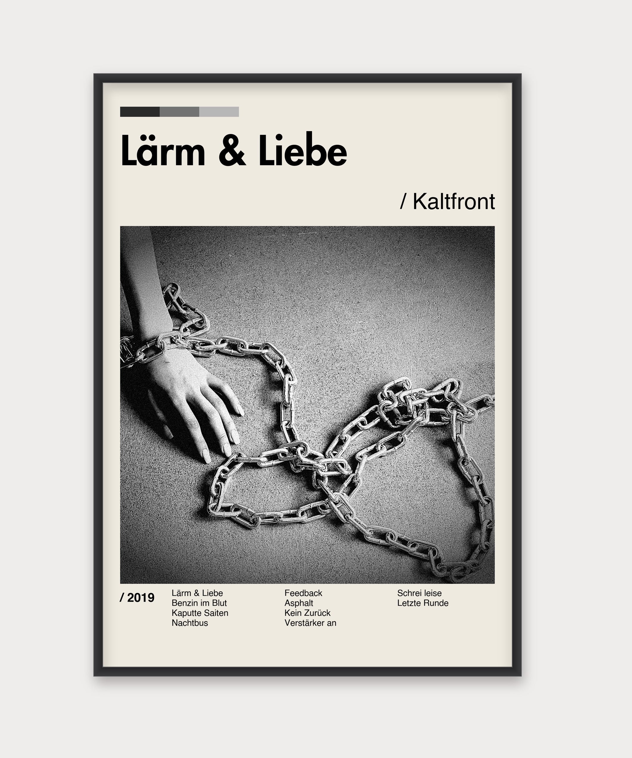 Personalisiertes Album-Poster mit Cover und Trackliste, Design 4 – Aluminiumrahmen Schwarz