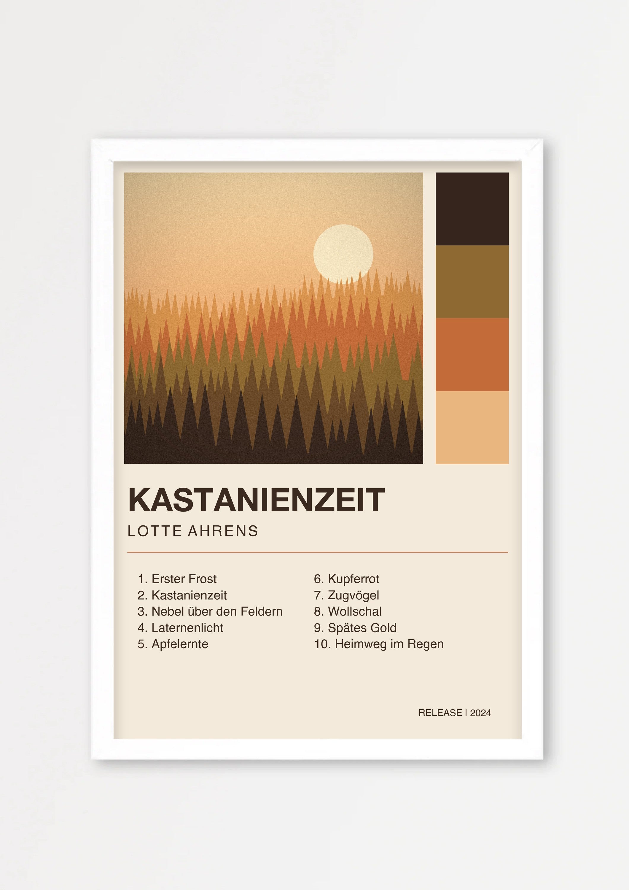 Herbst Album Poster 1 – Echtholzrahmen Weiß