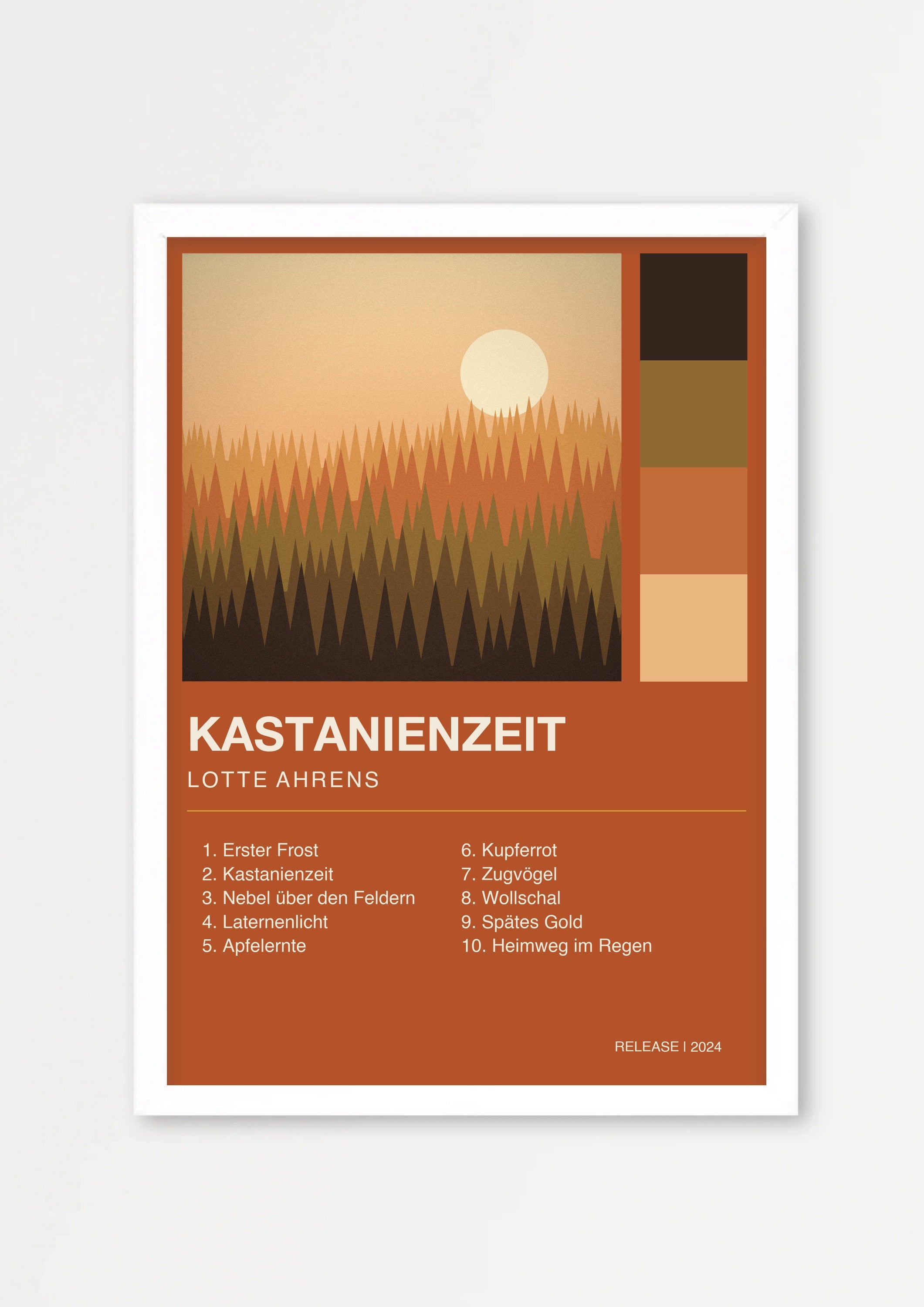Herbst Album Poster 1 – Echtholzrahmen Weiß