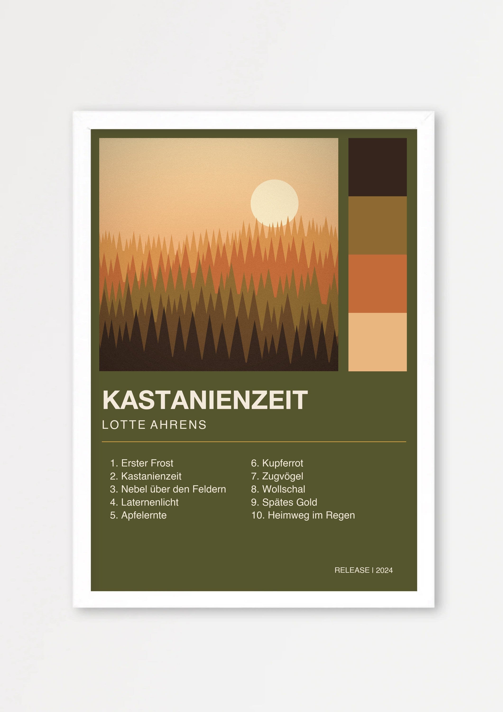 Herbst Album Poster 1 – Echtholzrahmen Weiß