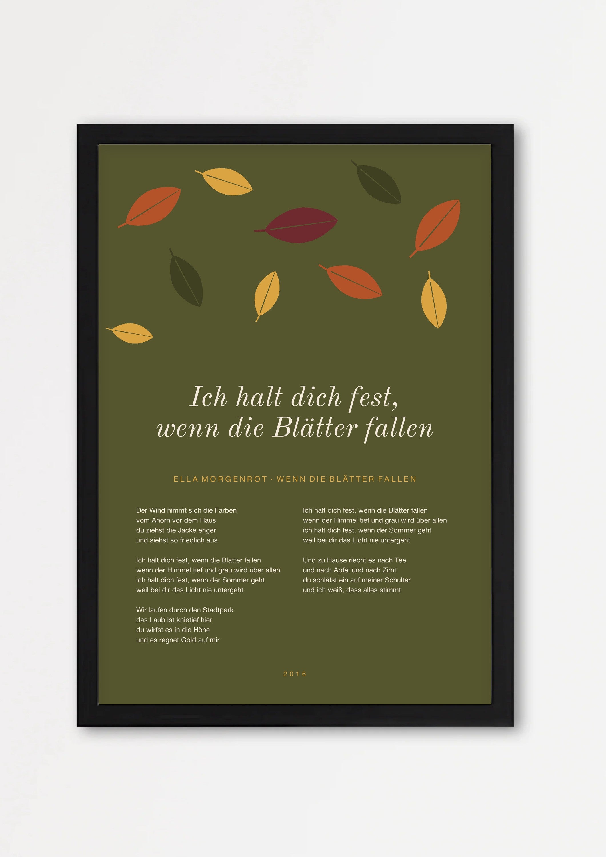 Herbst Blätter Poster 1 – Echtholzrahmen Schwarz