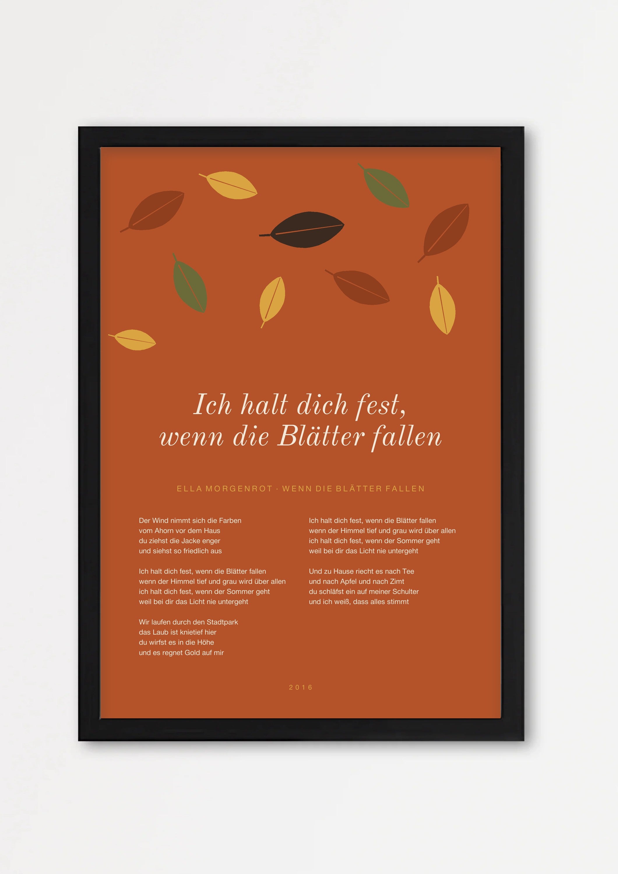 Herbst Blätter Poster 1 – Echtholzrahmen Schwarz