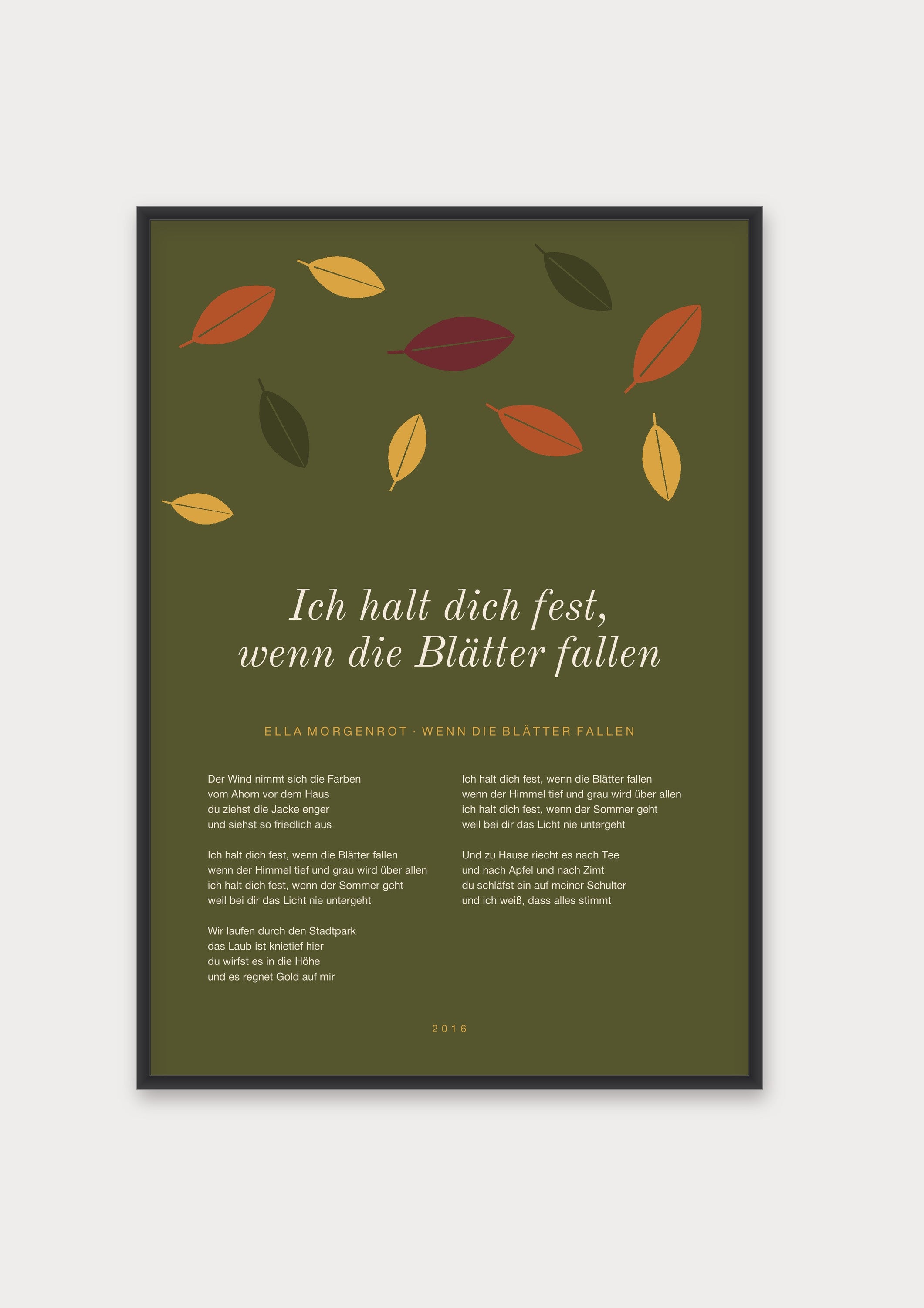 Herbst Blätter Poster 1 – Aluminiumrahmen Schwarz