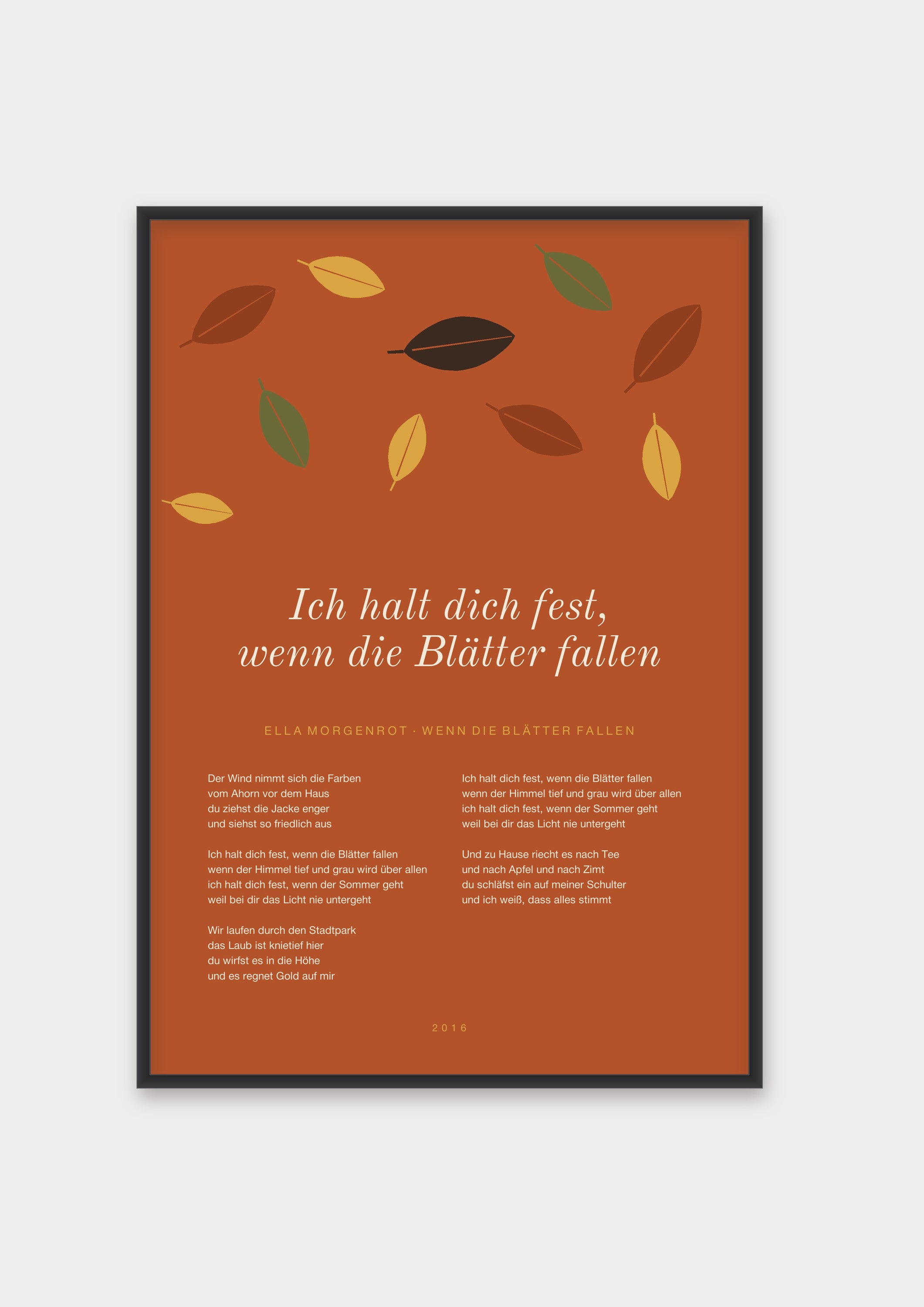 Herbst Blätter Poster 1 – Aluminiumrahmen Schwarz
