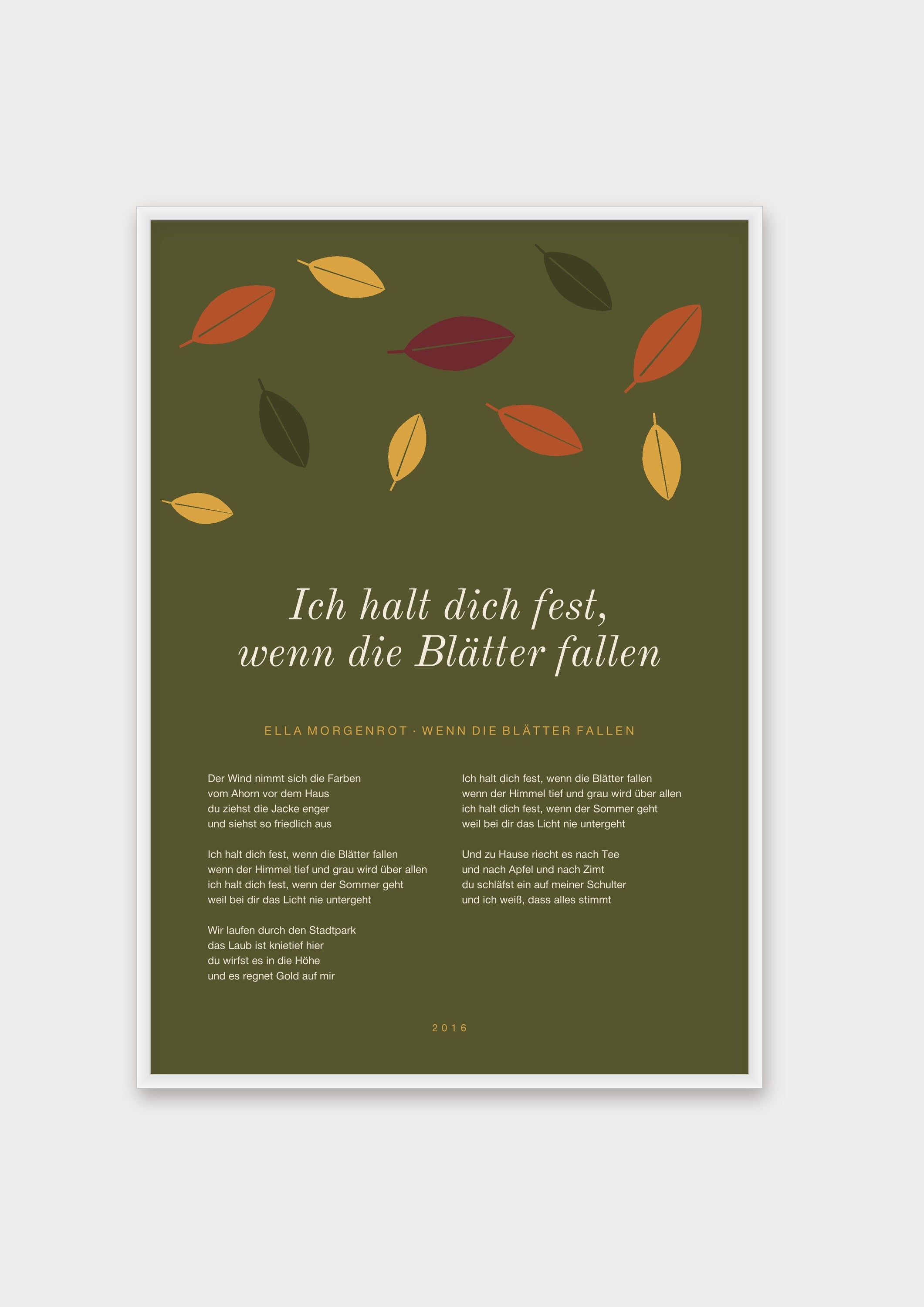 Herbst Blätter Poster 1 – Aluminiumrahmen Weiß