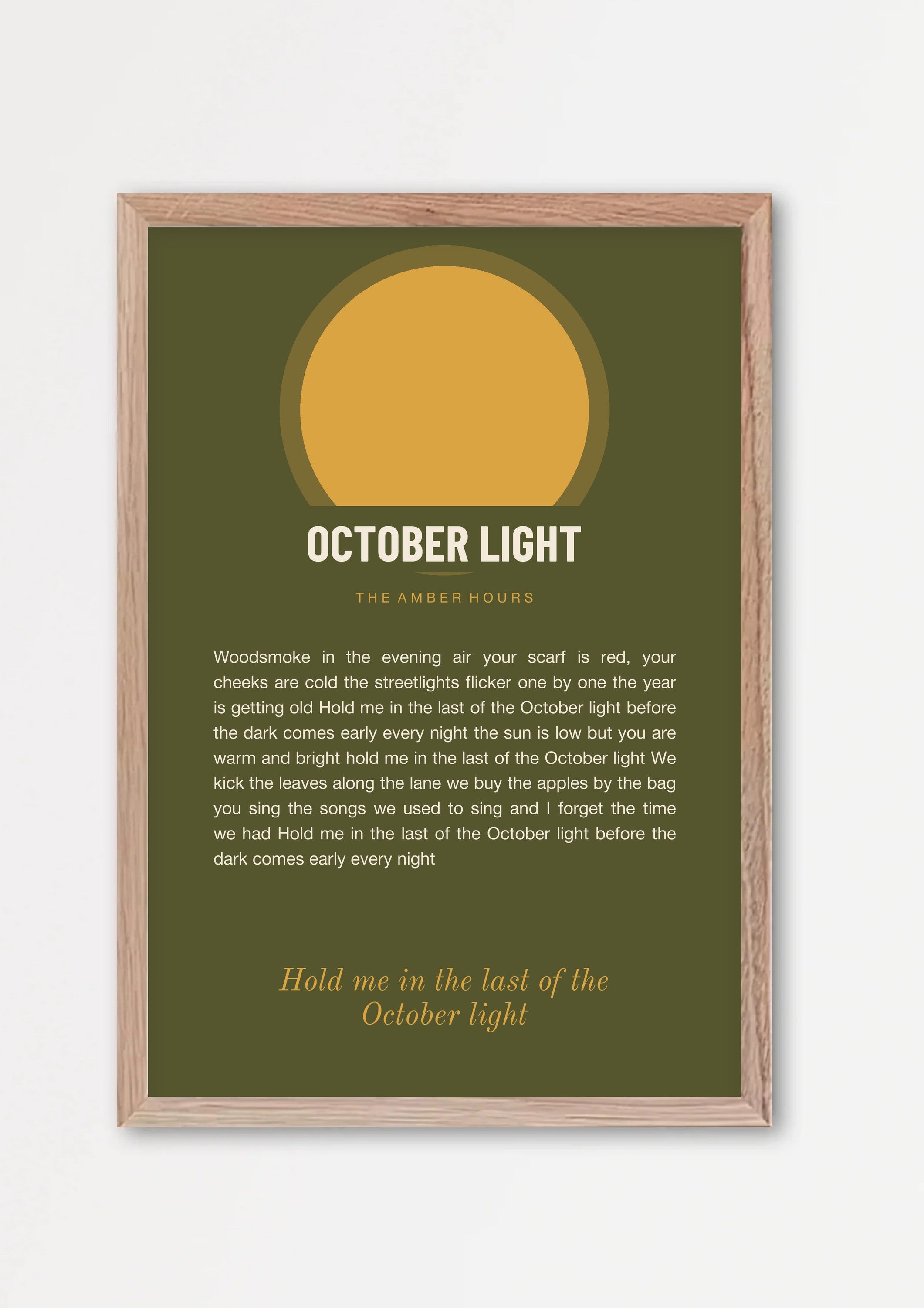 Herbst Oktoberlicht Poster 1 – Echtholzrahmen Natur