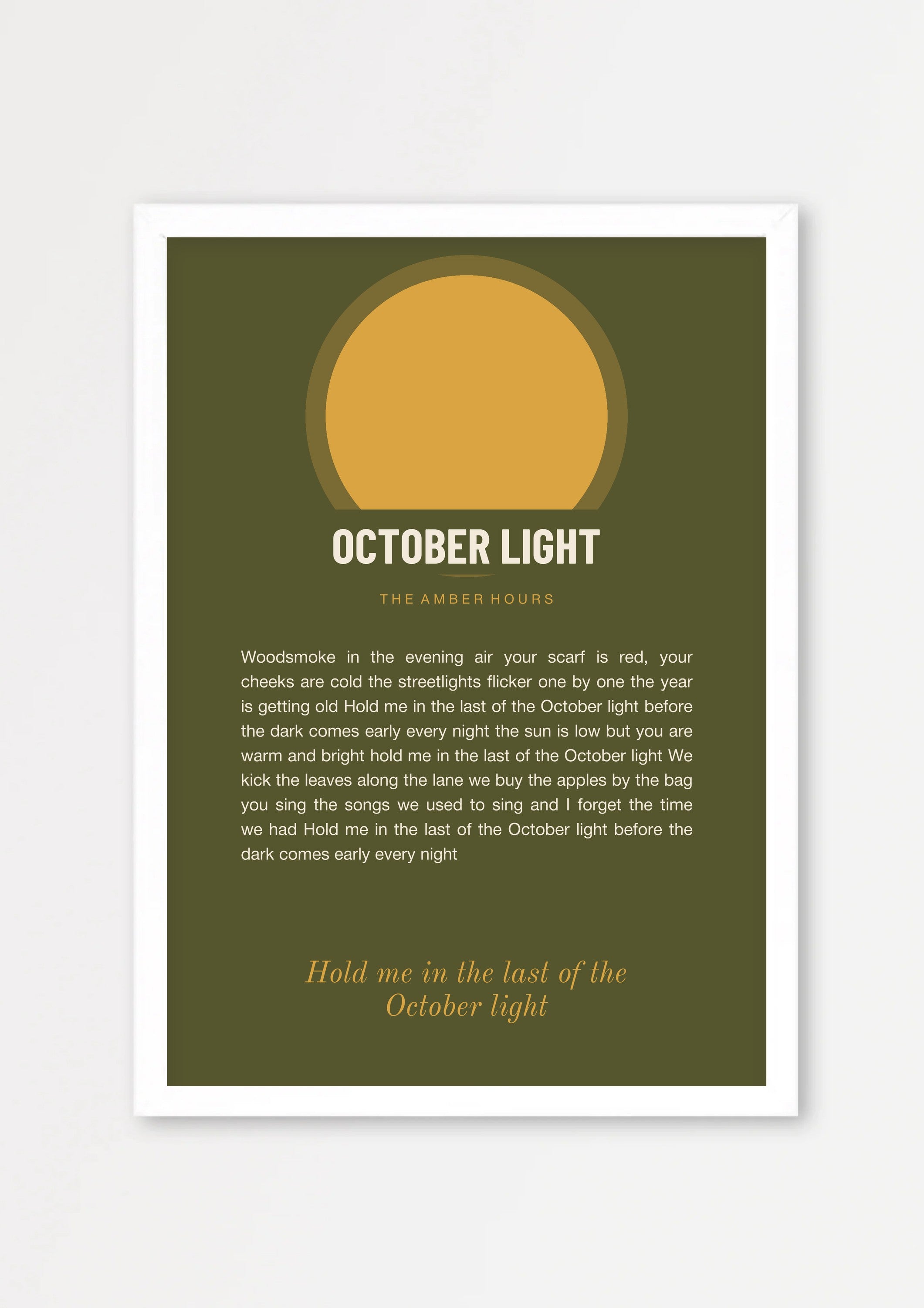 Herbst Oktoberlicht Poster 1 – Echtholzrahmen Weiß