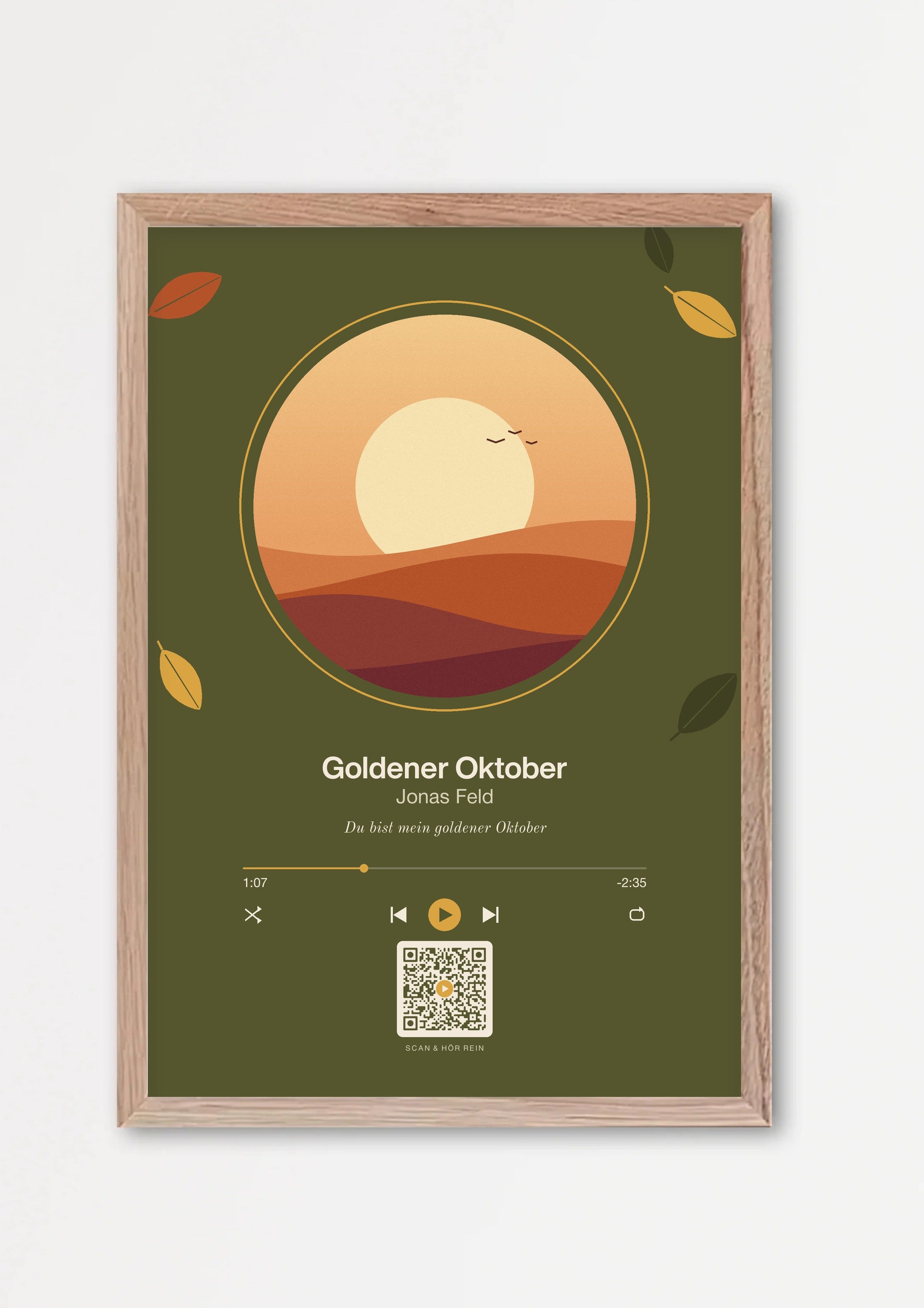 Herbst Player Poster 1 – Echtholzrahmen Natur