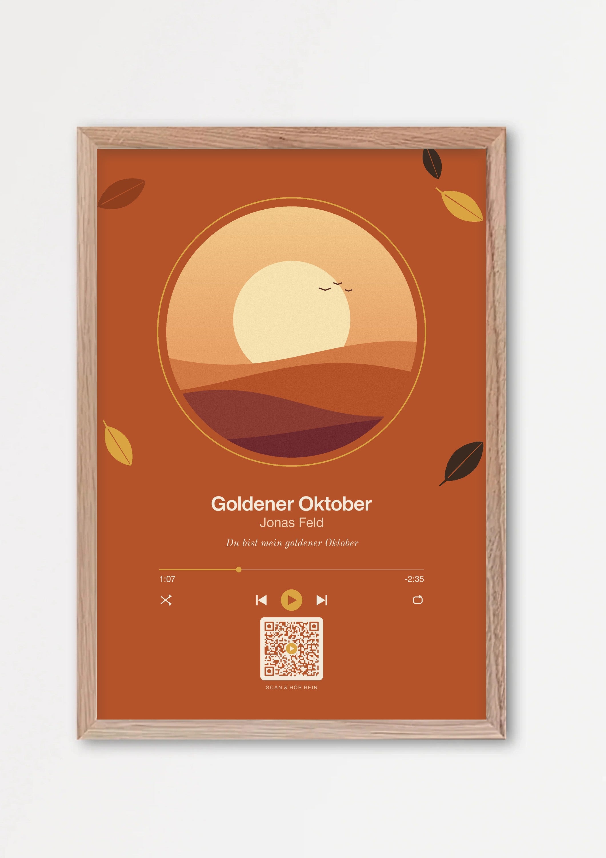 Herbst Player Poster 1 – Echtholzrahmen Natur