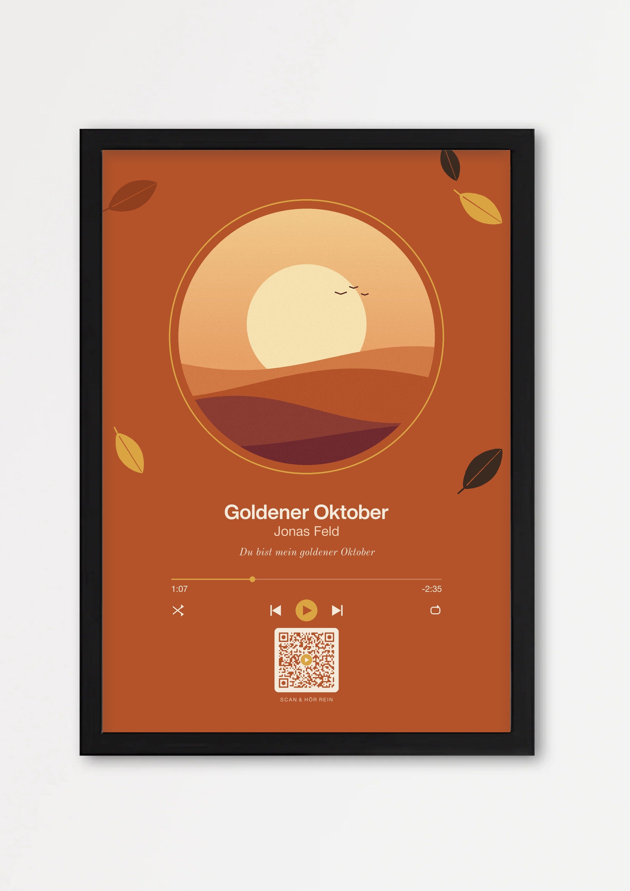 Herbst Player Poster 1 – Echtholzrahmen Schwarz