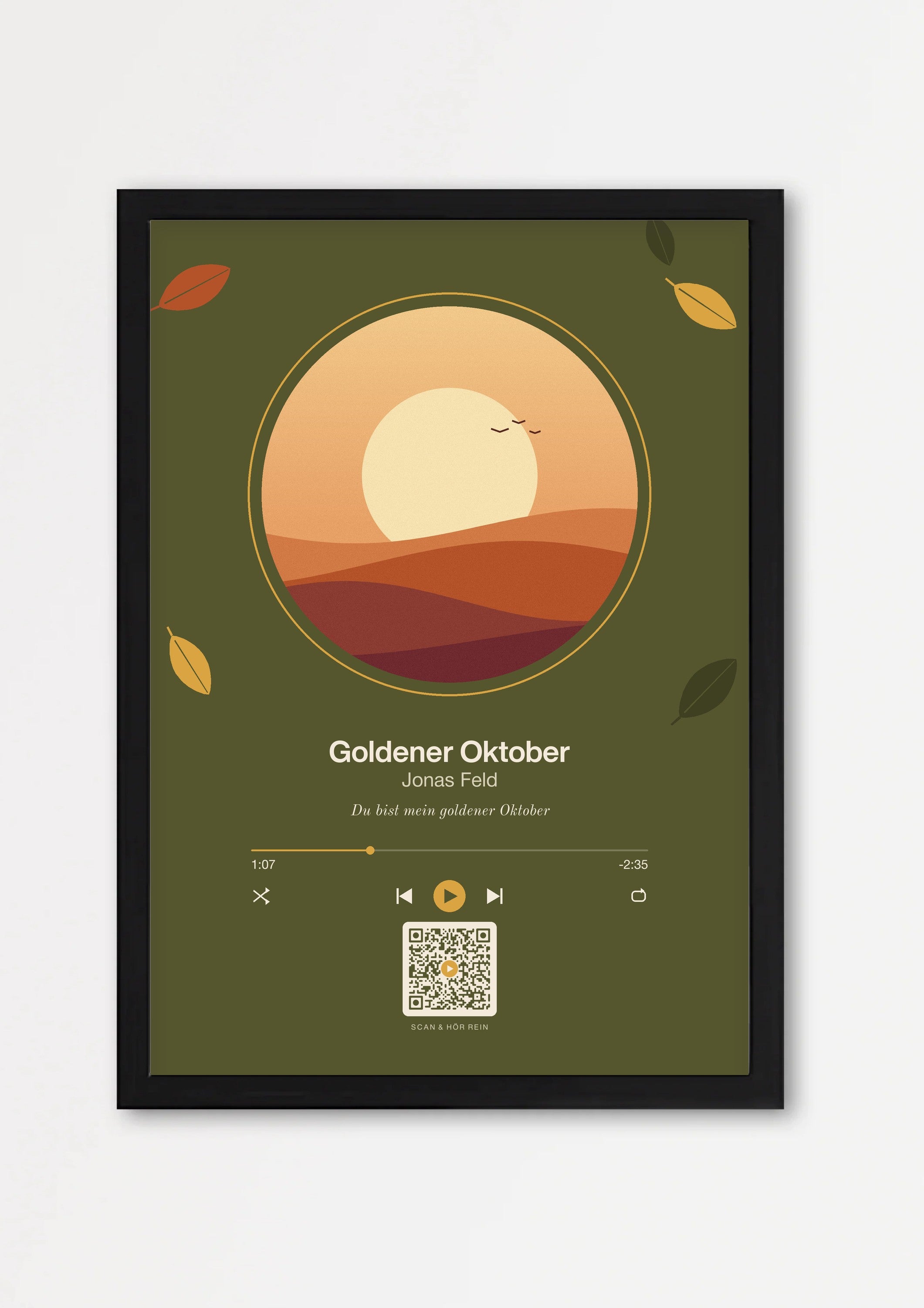Herbst Player Poster 1 – Echtholzrahmen Schwarz