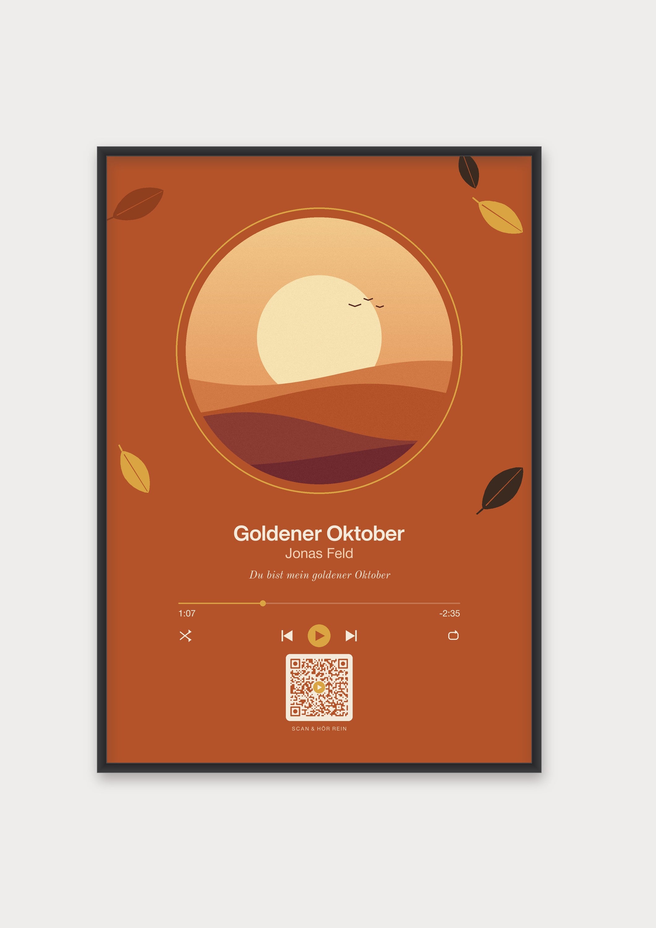 Herbst Player Poster 1 – Aluminiumrahmen Schwarz