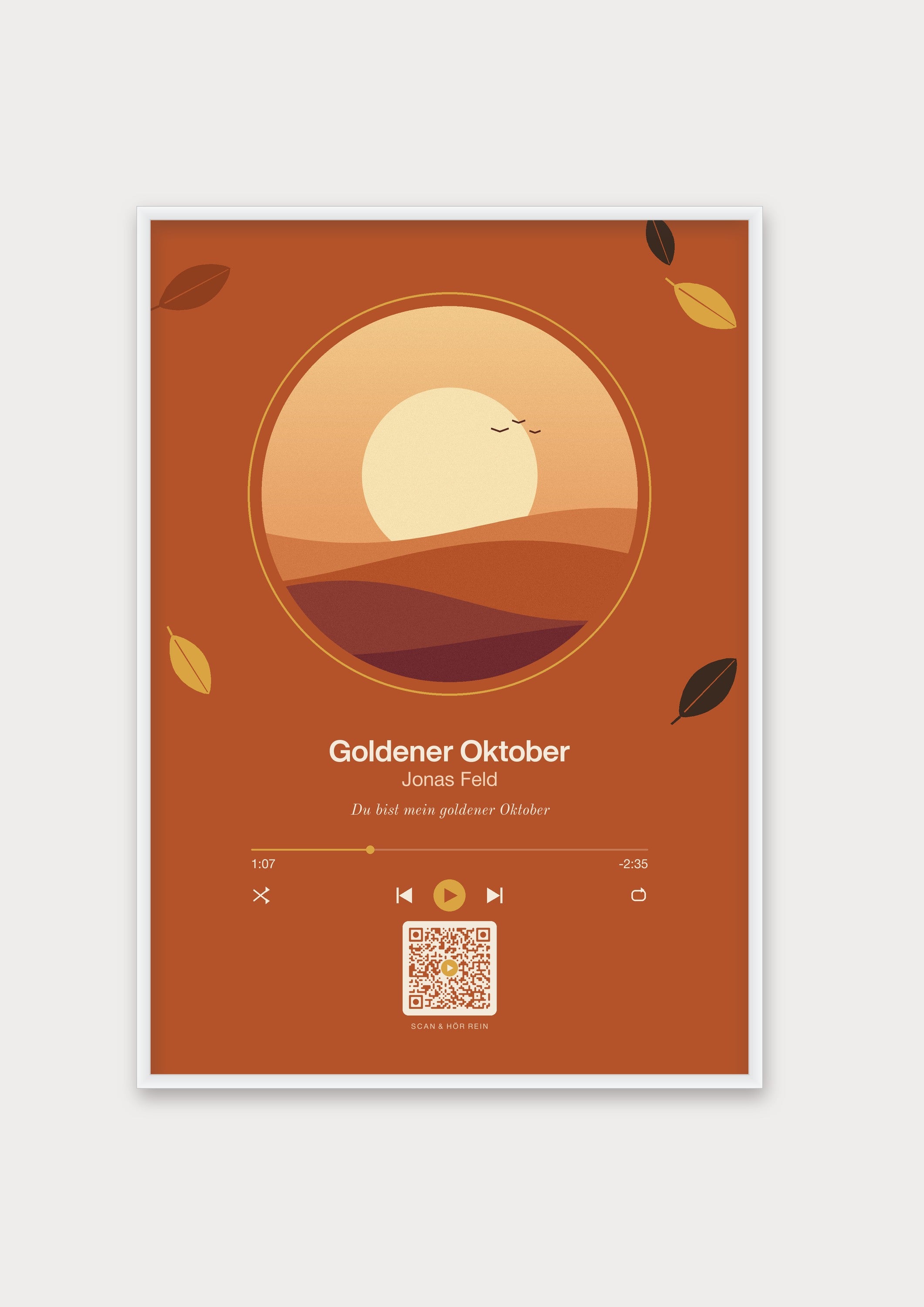 Herbst Player Poster 1 – Aluminiumrahmen Weiß