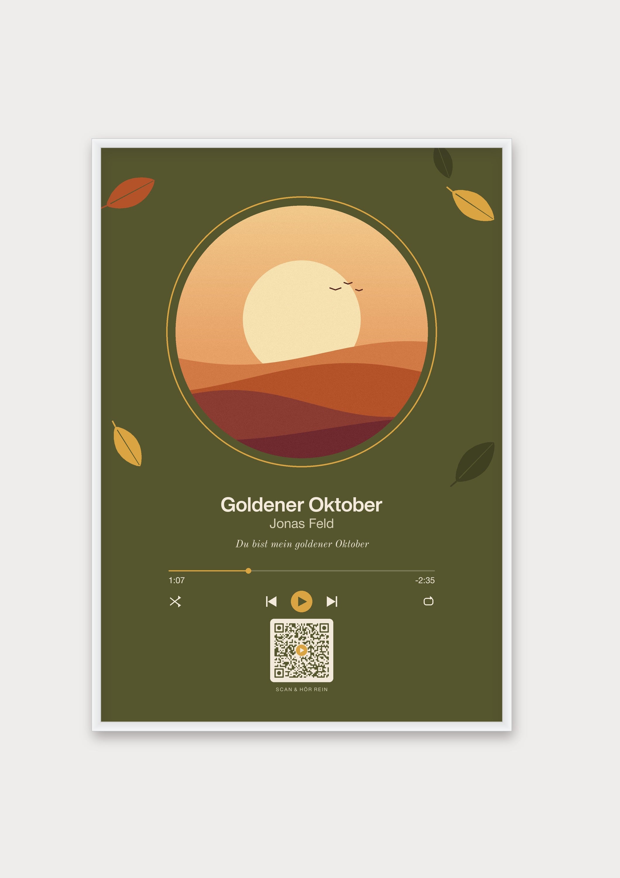 Herbst Player Poster 1 – Aluminiumrahmen Weiß