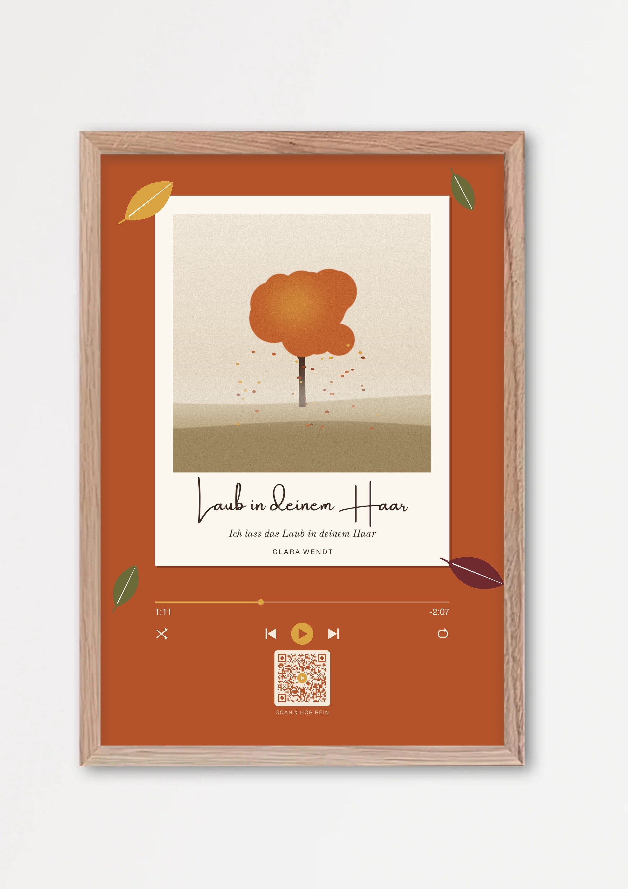 Herbst Polaroid Player Poster 1 – Echtholzrahmen Natur
