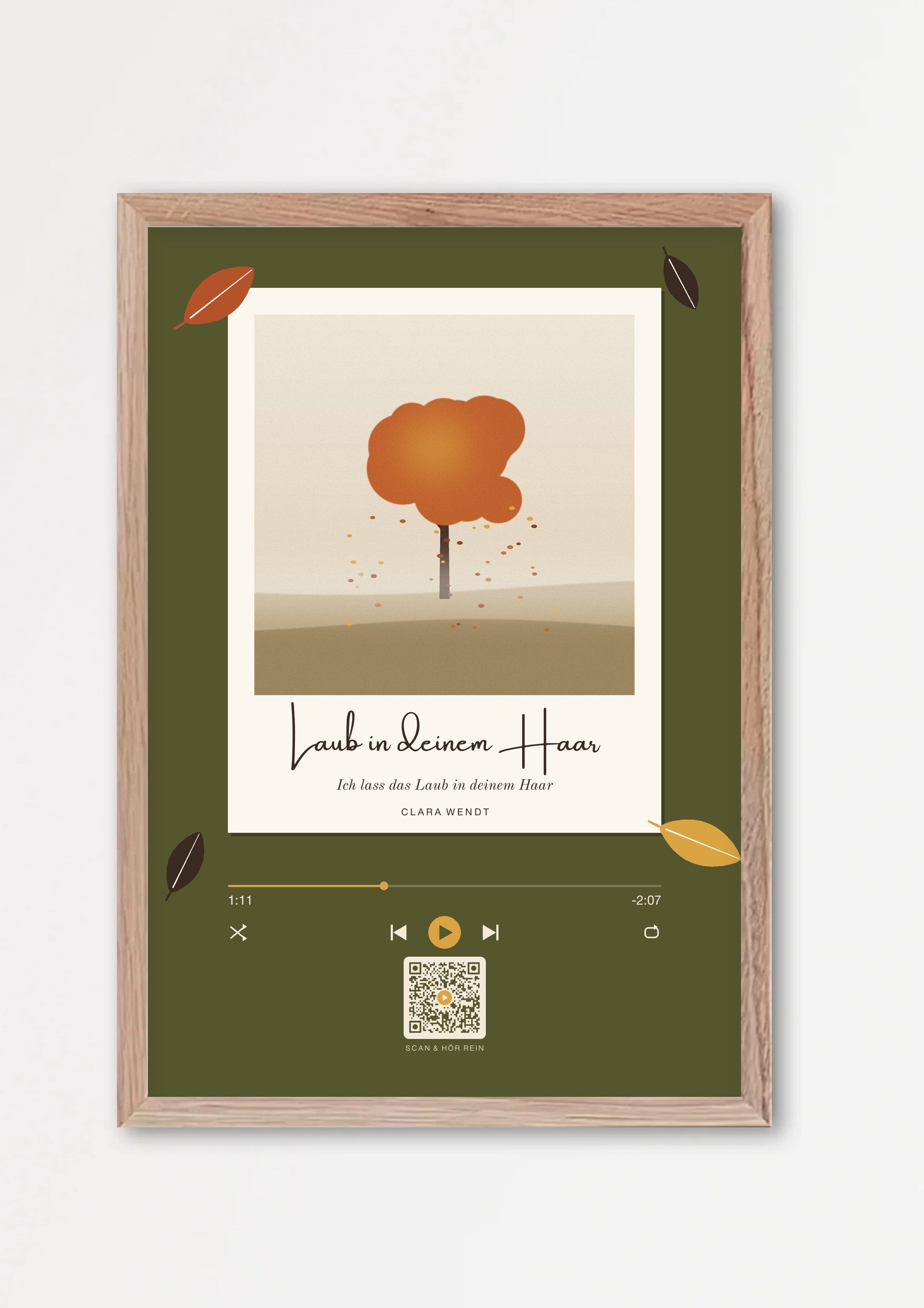 Herbst Polaroid Player Poster 1 – Echtholzrahmen Natur