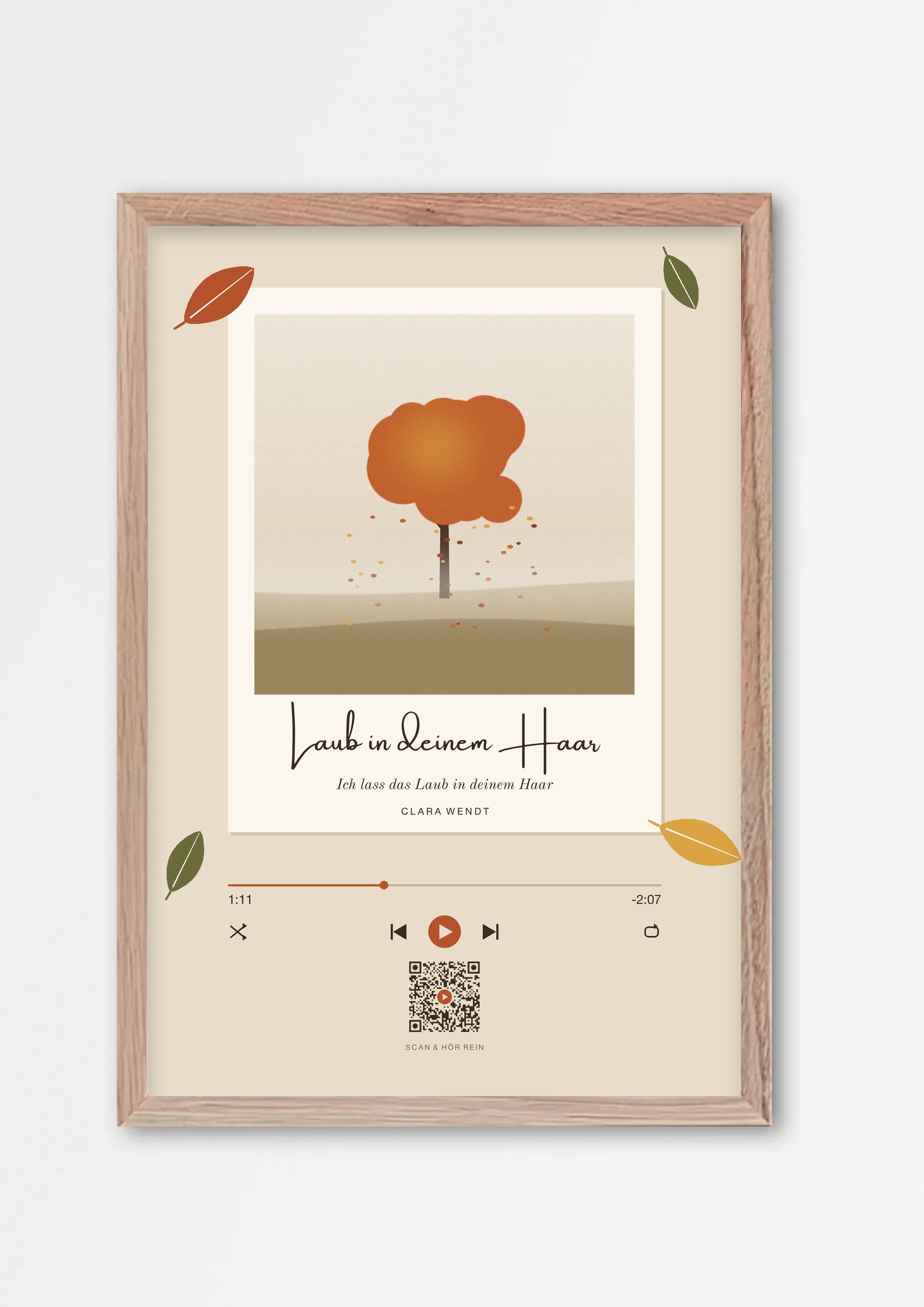 Herbst Polaroid Player Poster 1 – Echtholzrahmen Natur