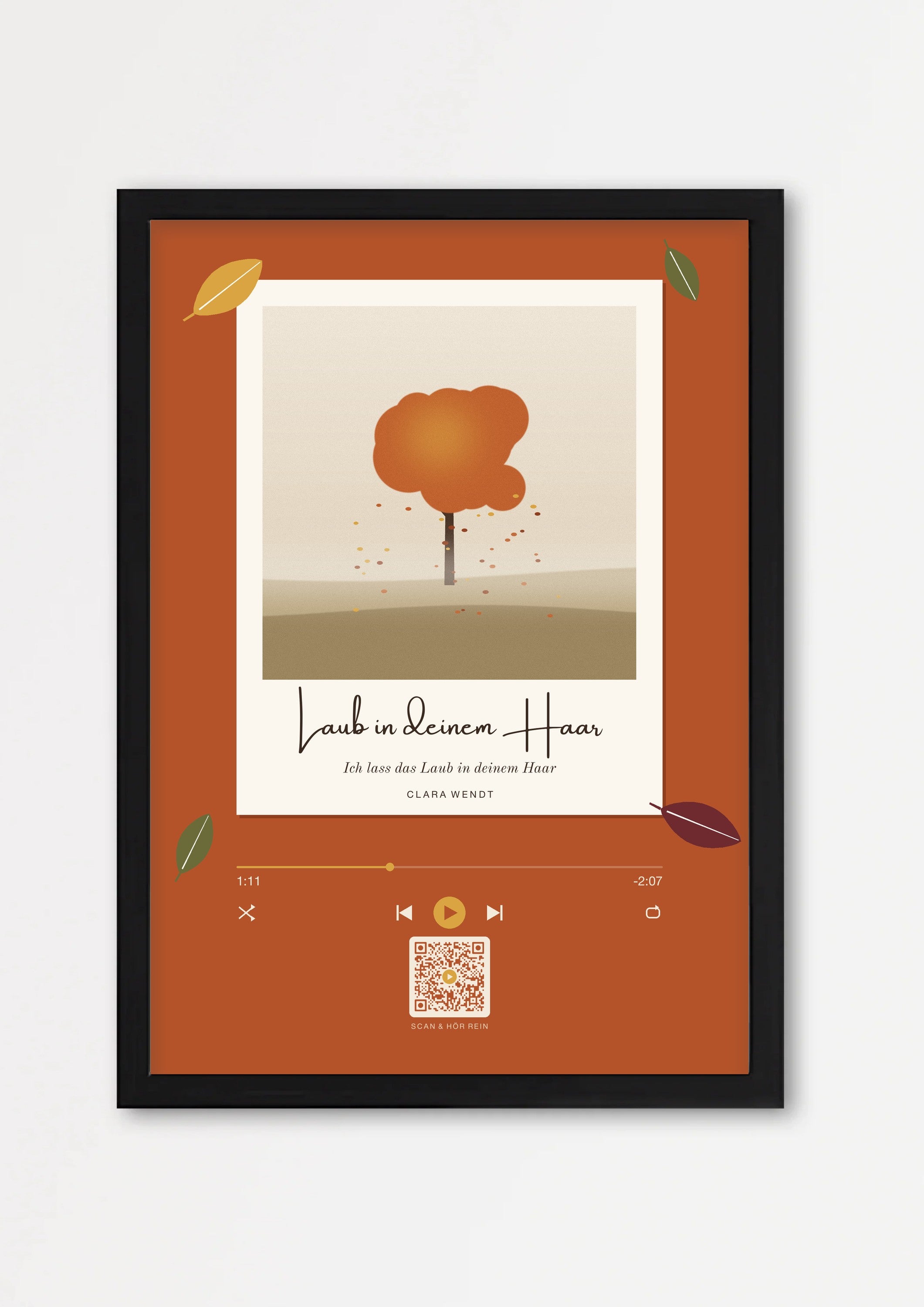 Herbst Polaroid Player Poster 1 – Echtholzrahmen Schwarz