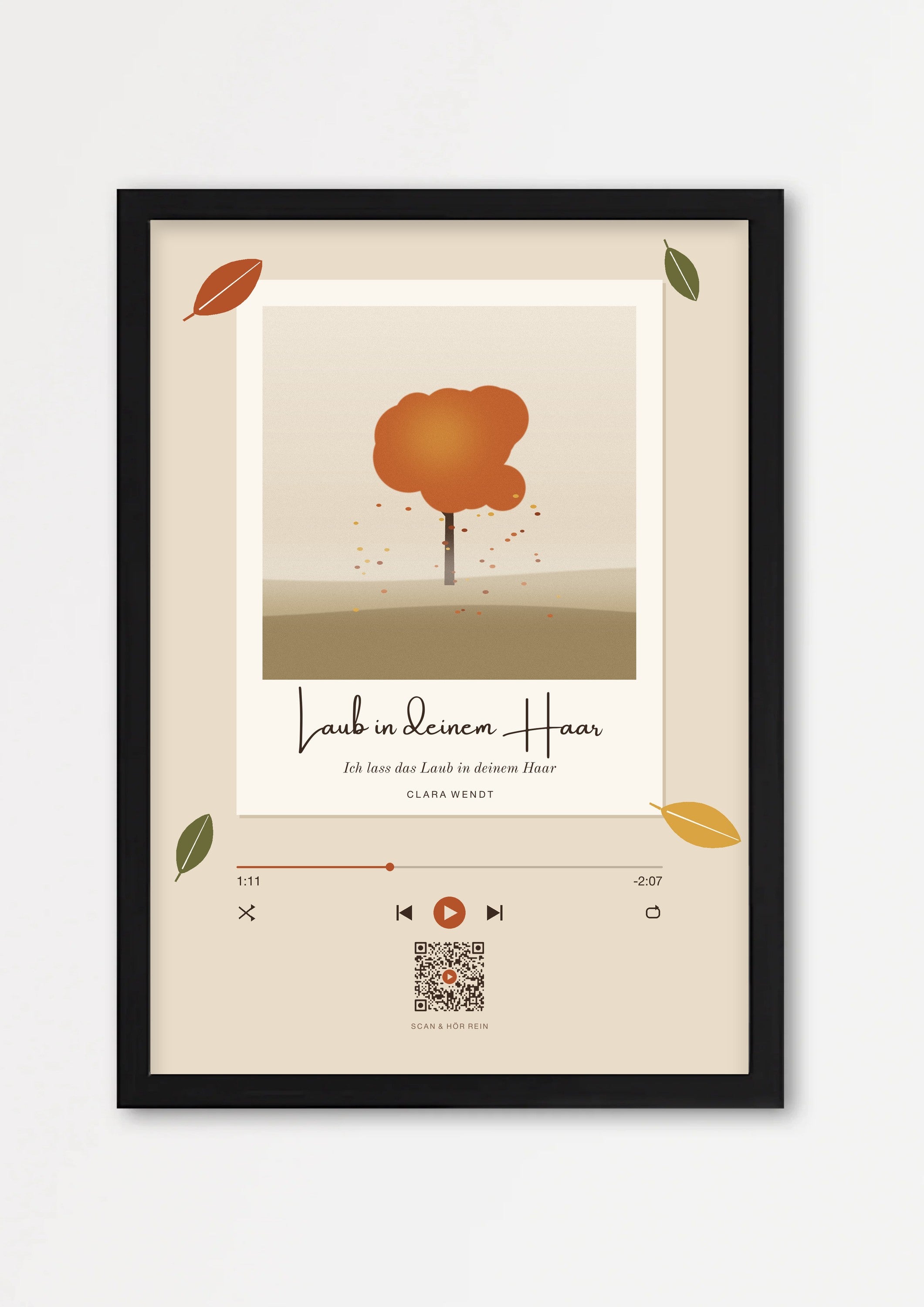 Herbst Polaroid Player Poster 1 – Echtholzrahmen Schwarz