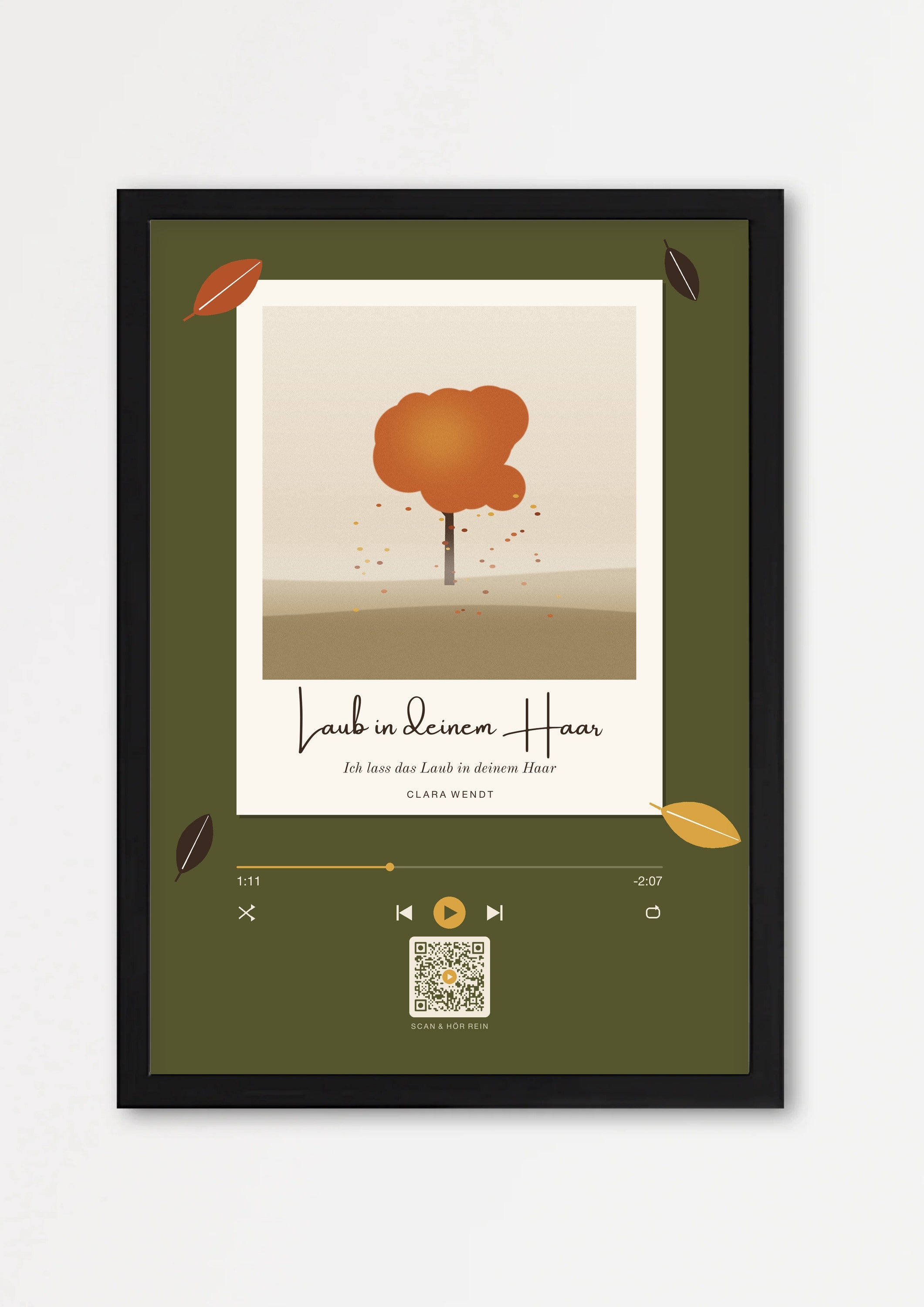 Herbst Polaroid Player Poster 1 – Echtholzrahmen Schwarz