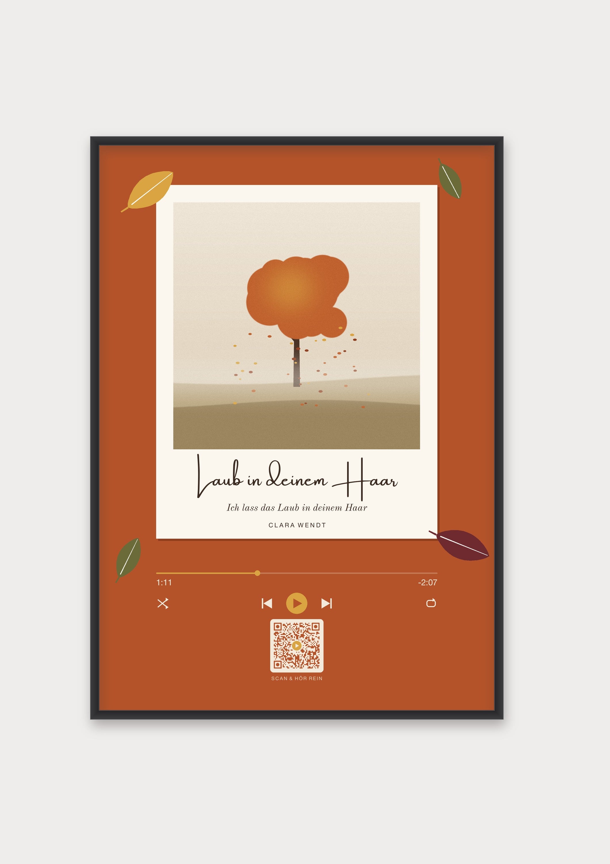 Herbst Polaroid Player Poster 1 – Aluminiumrahmen Schwarz