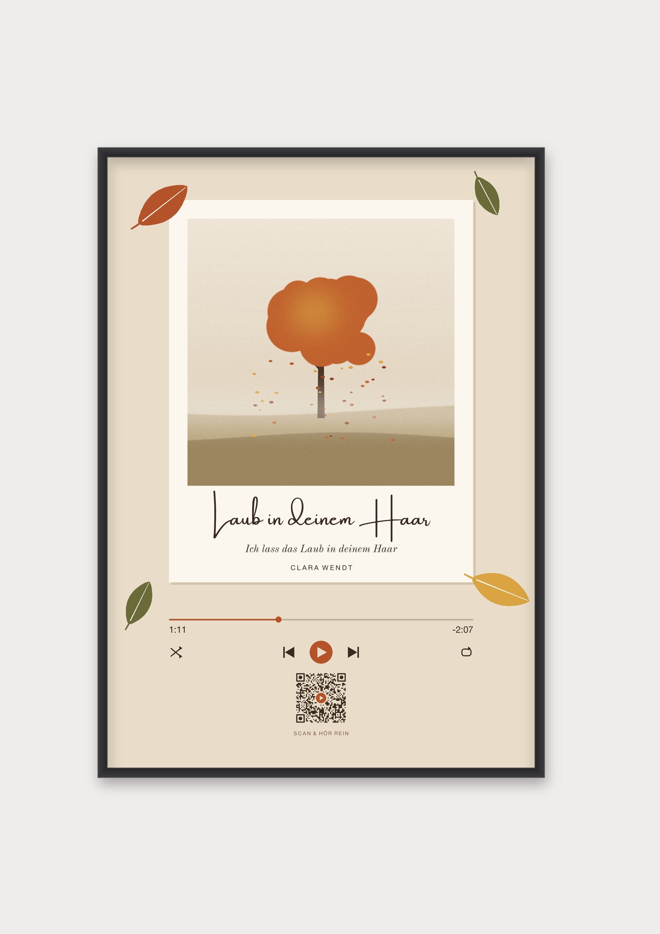 Herbst Polaroid Player Poster 1 – Aluminiumrahmen Schwarz