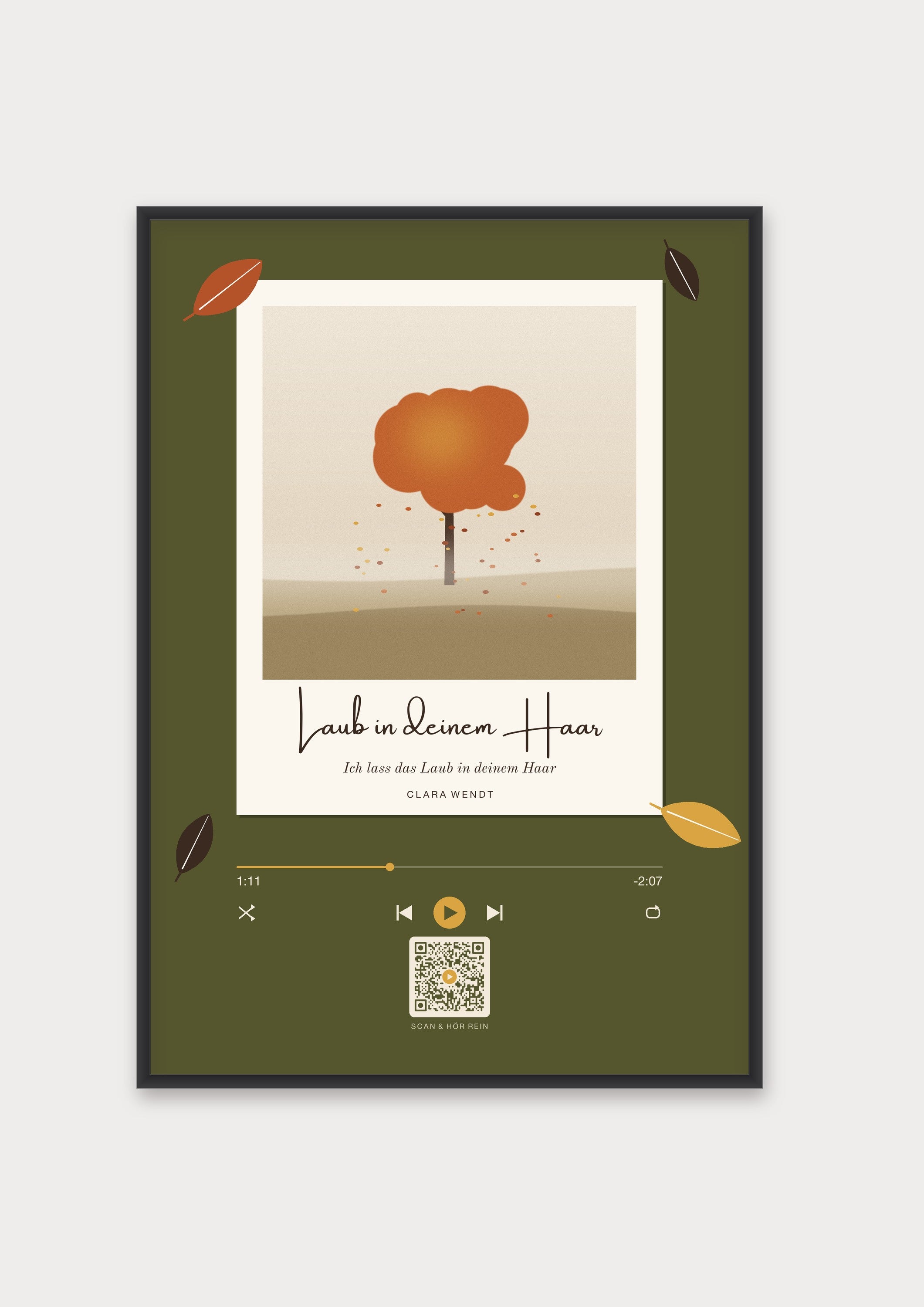 Herbst Polaroid Player Poster 1 – Aluminiumrahmen Schwarz