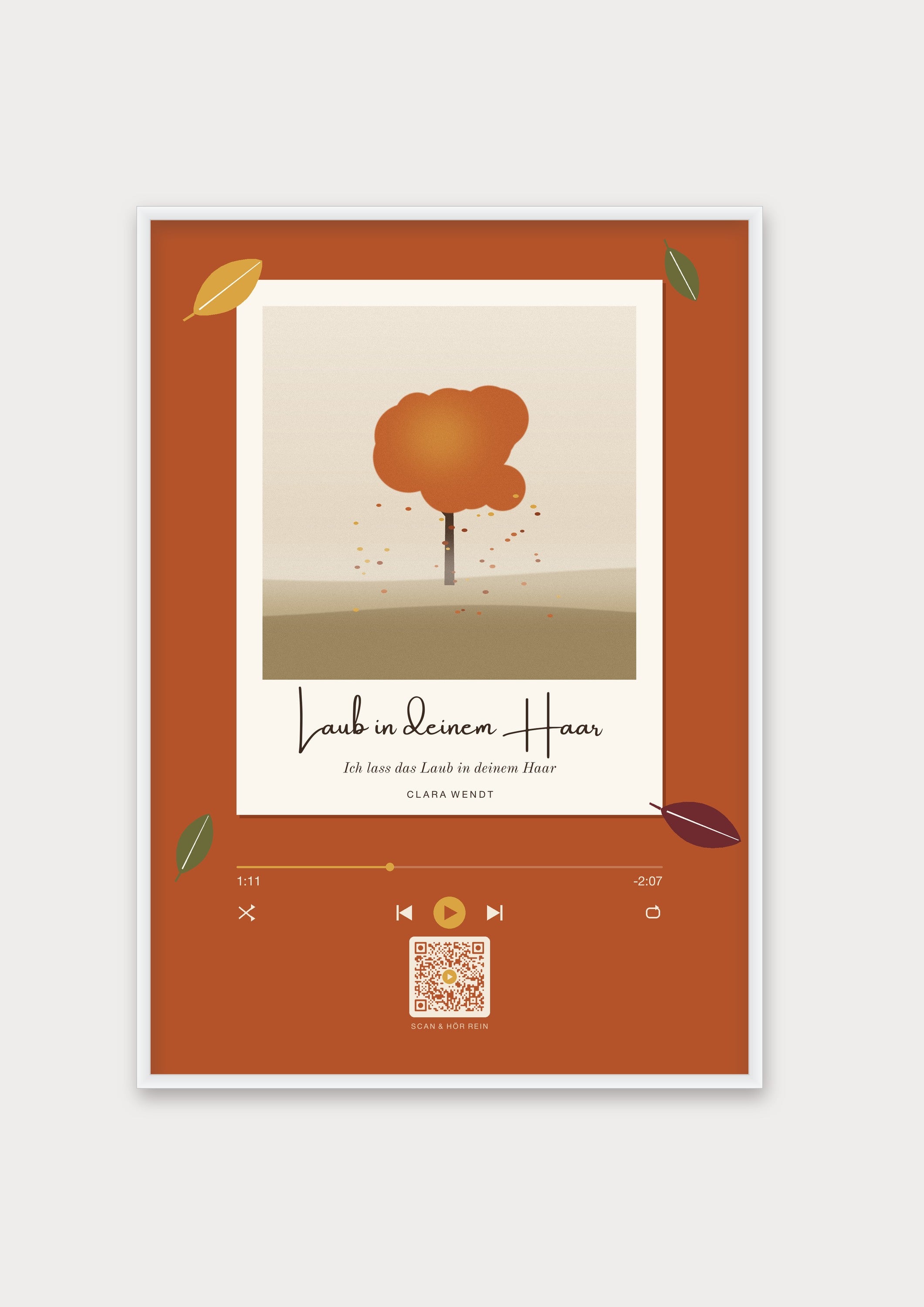 Herbst Polaroid Player Poster 1 – Aluminiumrahmen Weiß