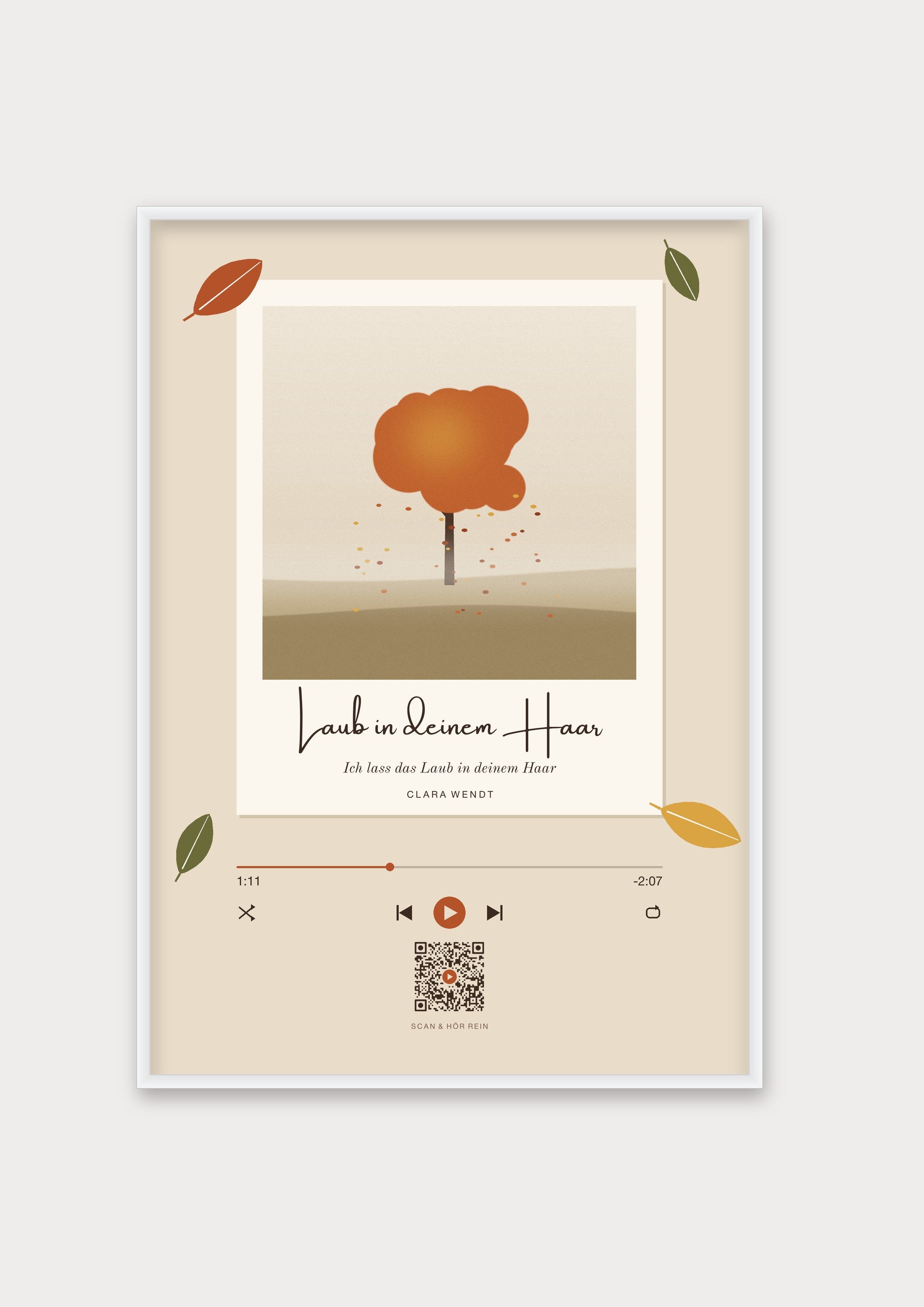 Herbst Polaroid Player Poster 1 – Aluminiumrahmen Weiß