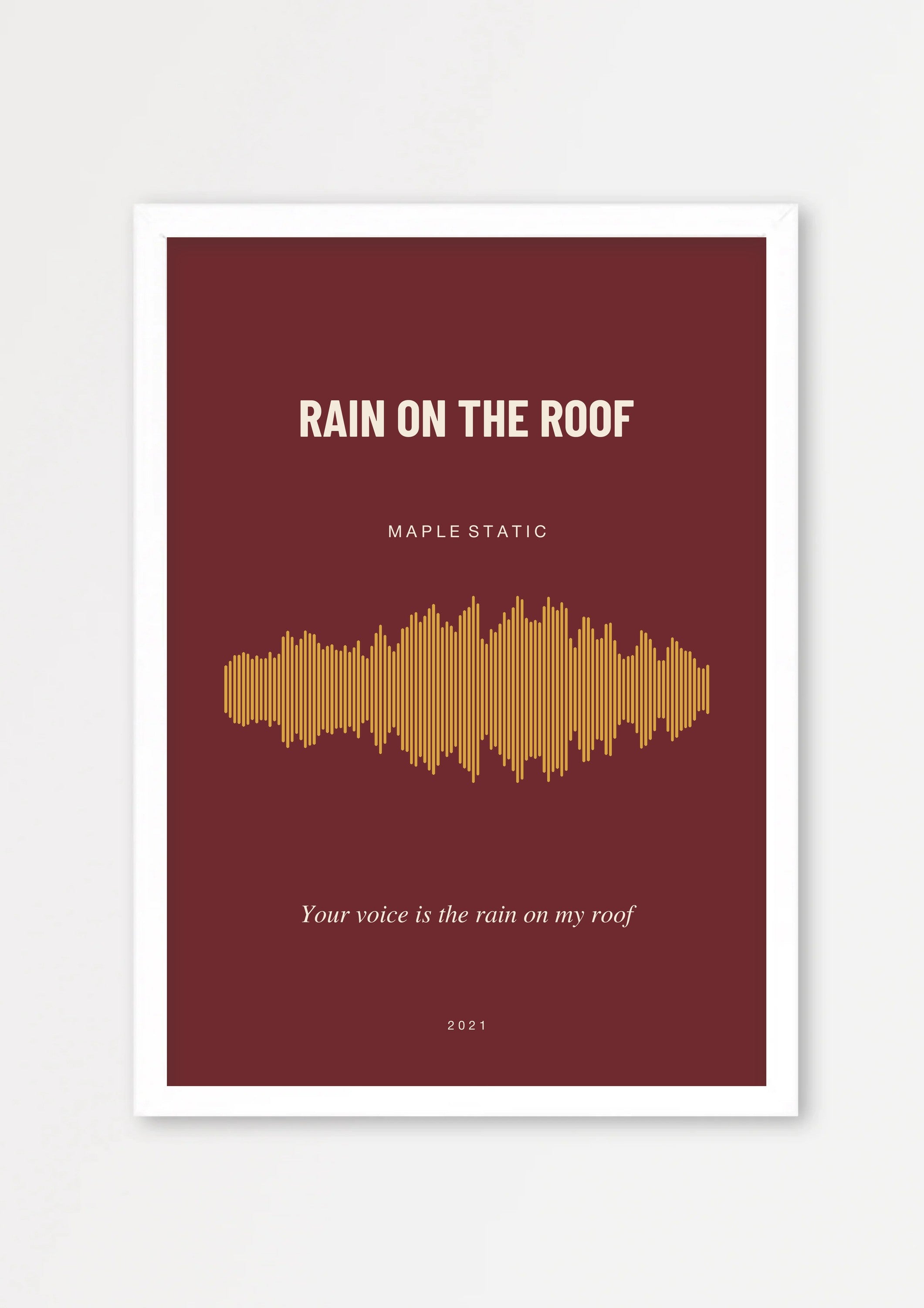Herbst Soundwave Poster 1 – Echtholzrahmen Weiß