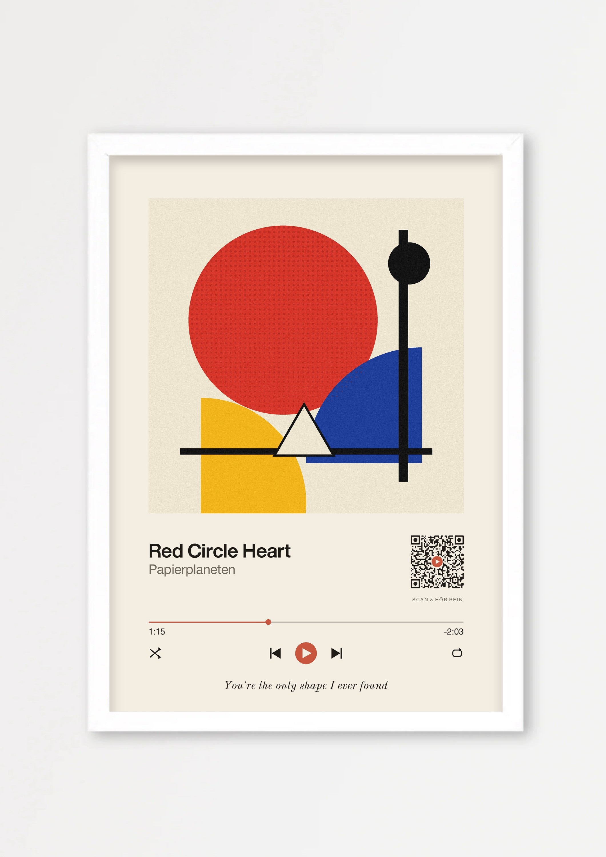 Song Player Poster 1 – Echtholzrahmen Weiß