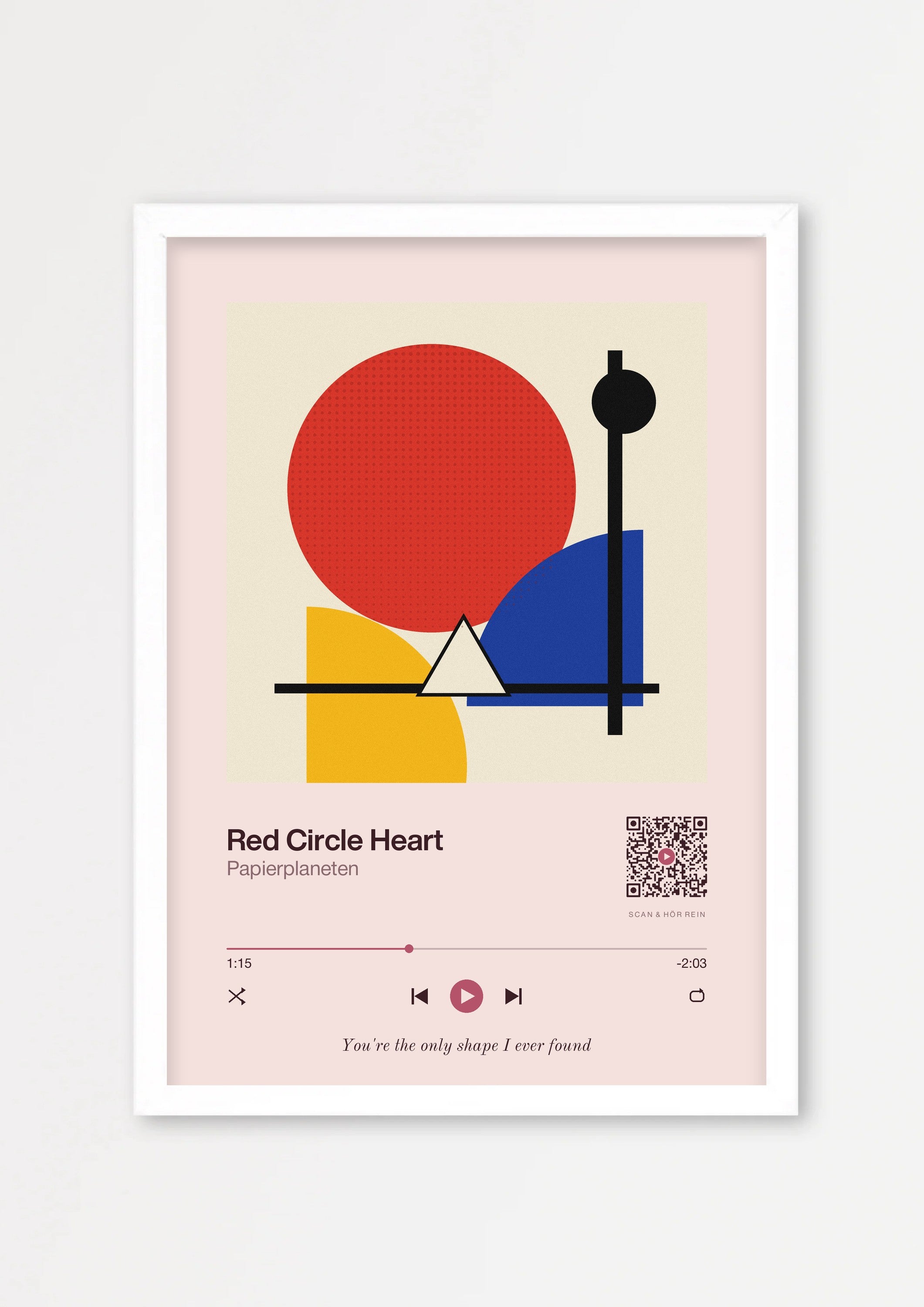 Song Player Poster 1 – Echtholzrahmen Weiß