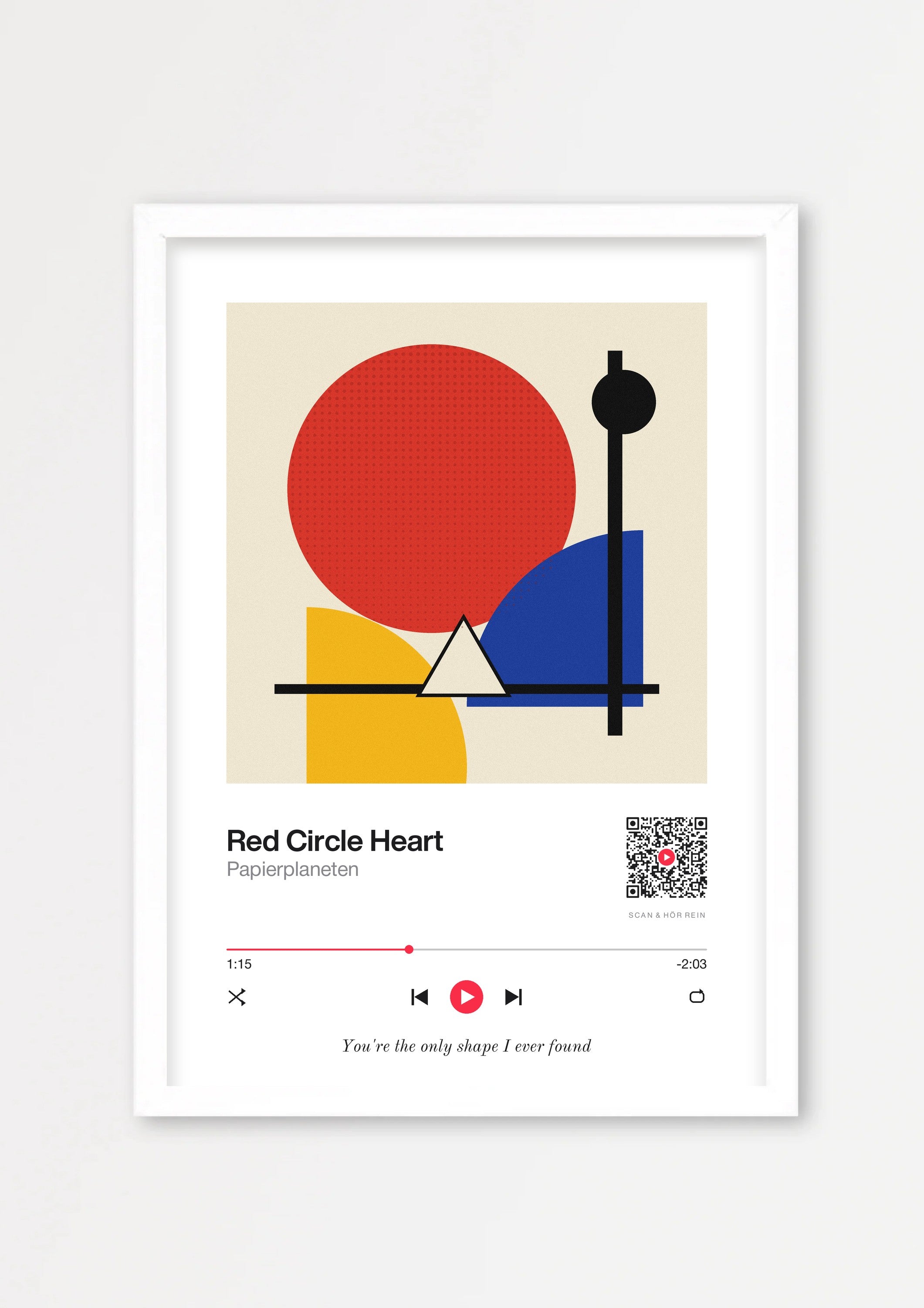 Song Player Poster 1 – Echtholzrahmen Weiß