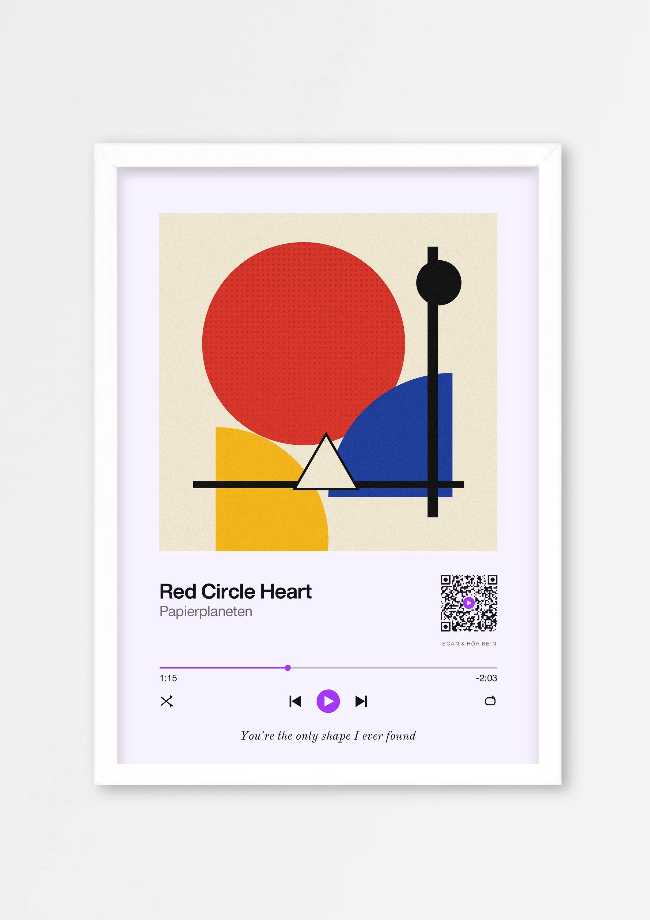Song Player Poster 1 – Echtholzrahmen Weiß