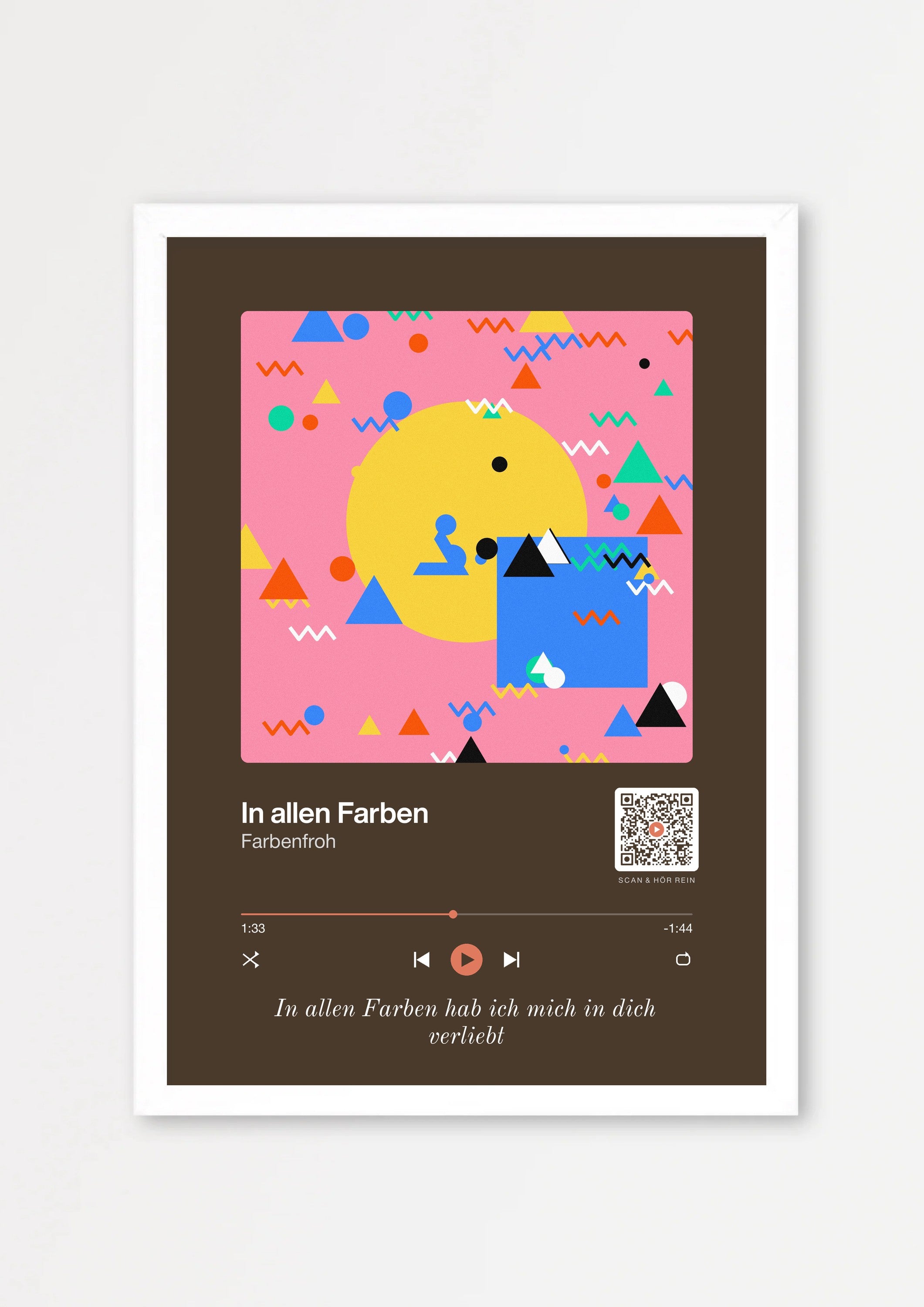 Song Player Poster 10 – Echtholzrahmen Weiß