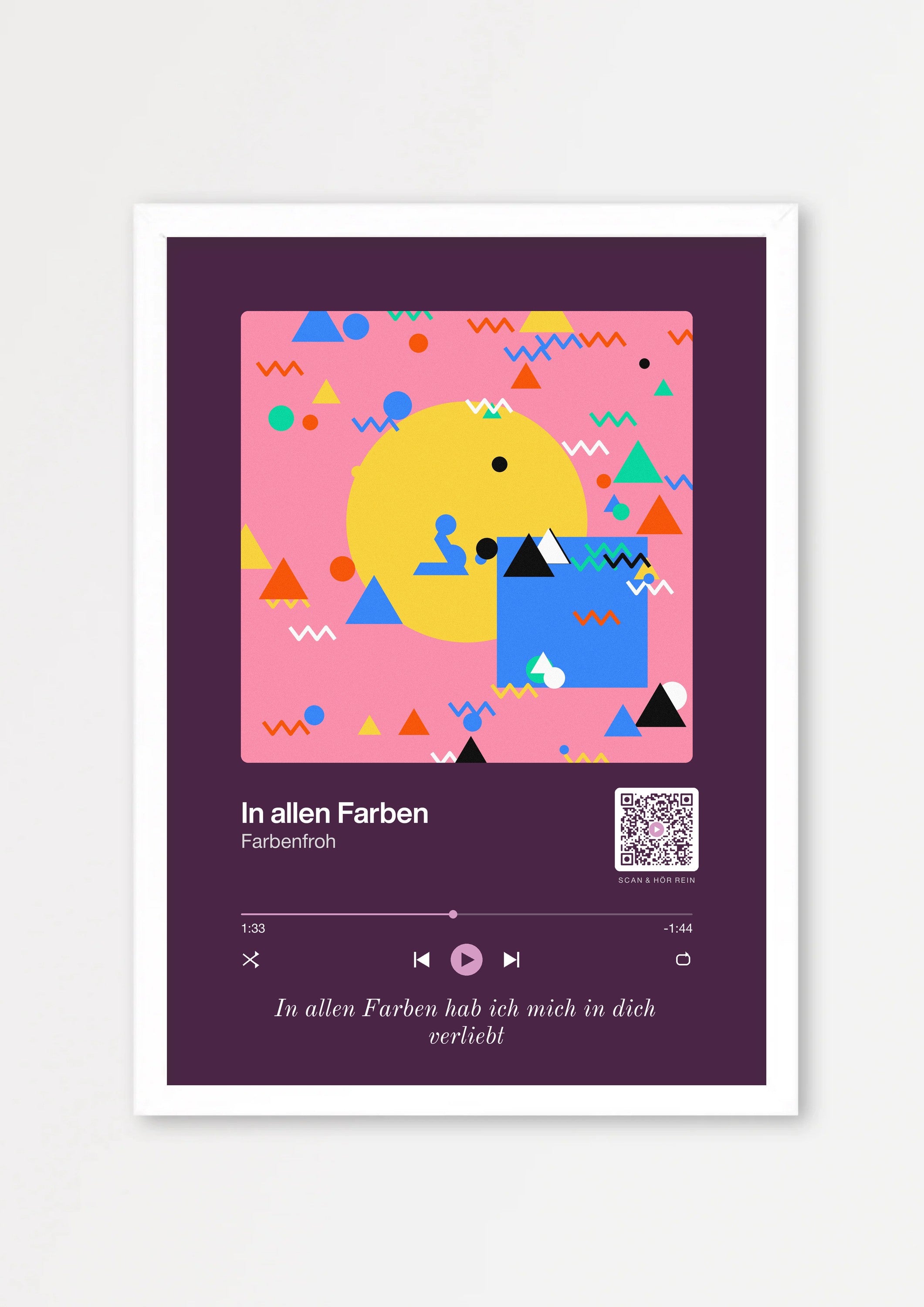 Song Player Poster 10 – Echtholzrahmen Weiß