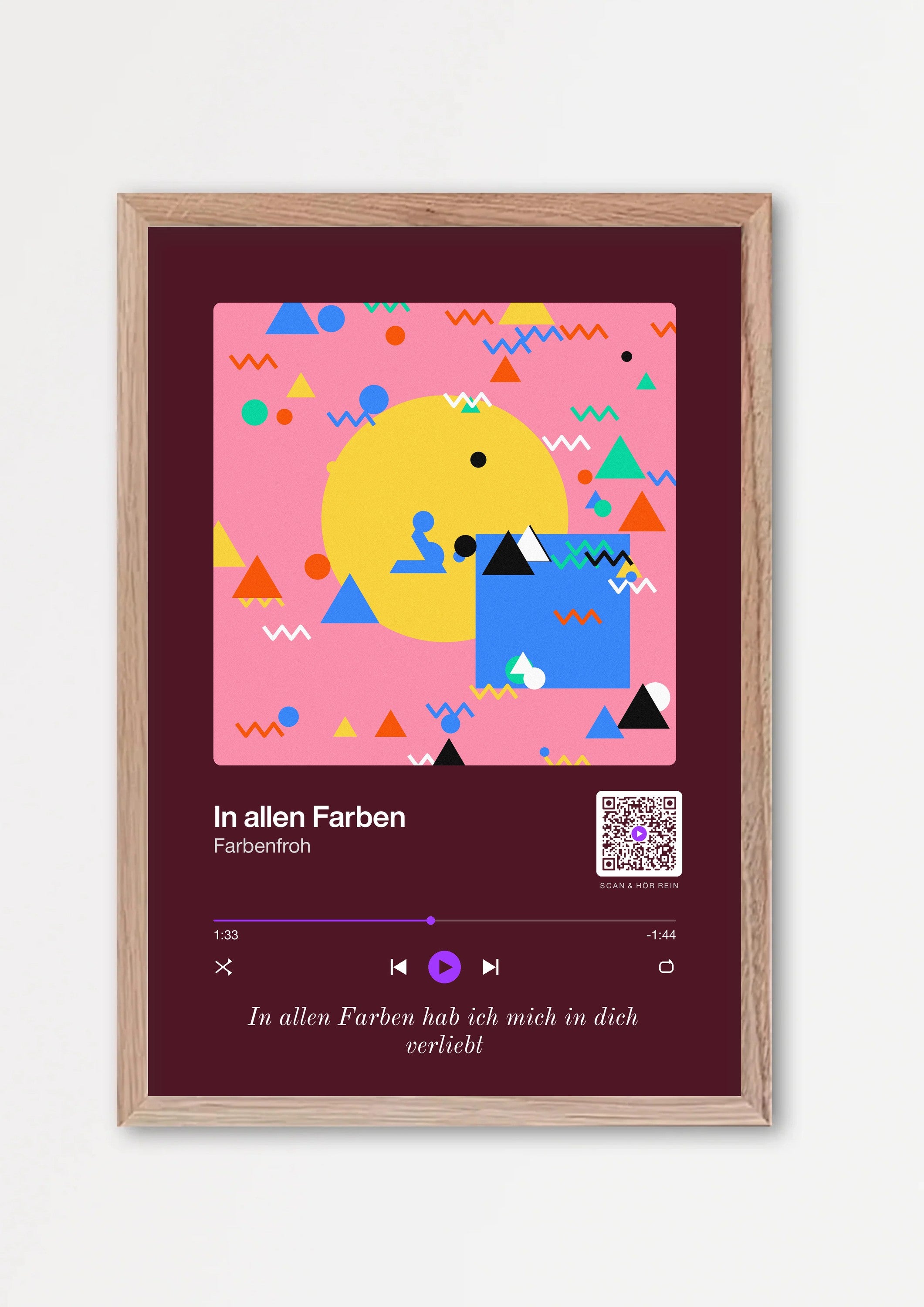 Song Player Poster 10 – Echtholzrahmen Natur