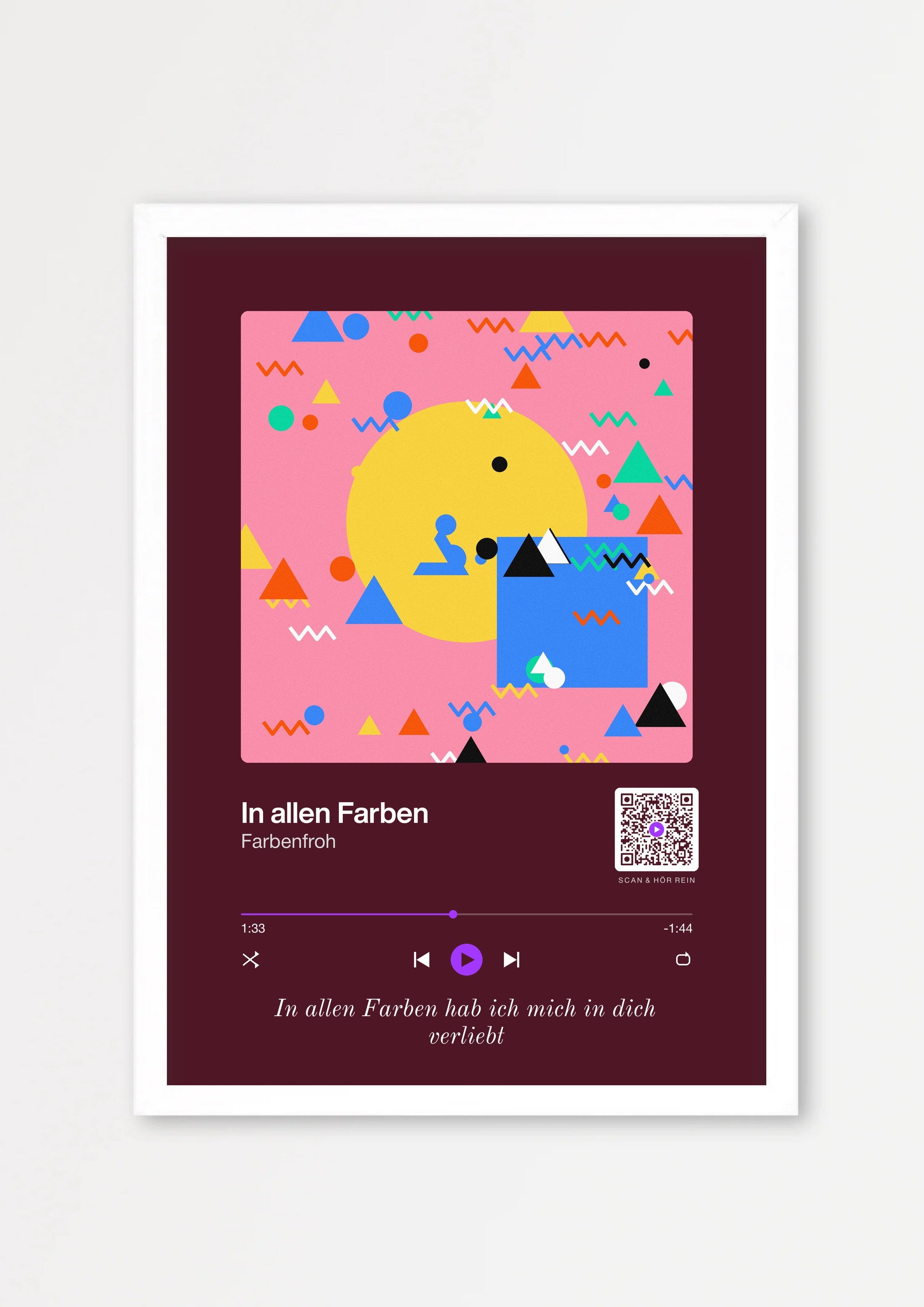 Song Player Poster 10 – Echtholzrahmen Weiß