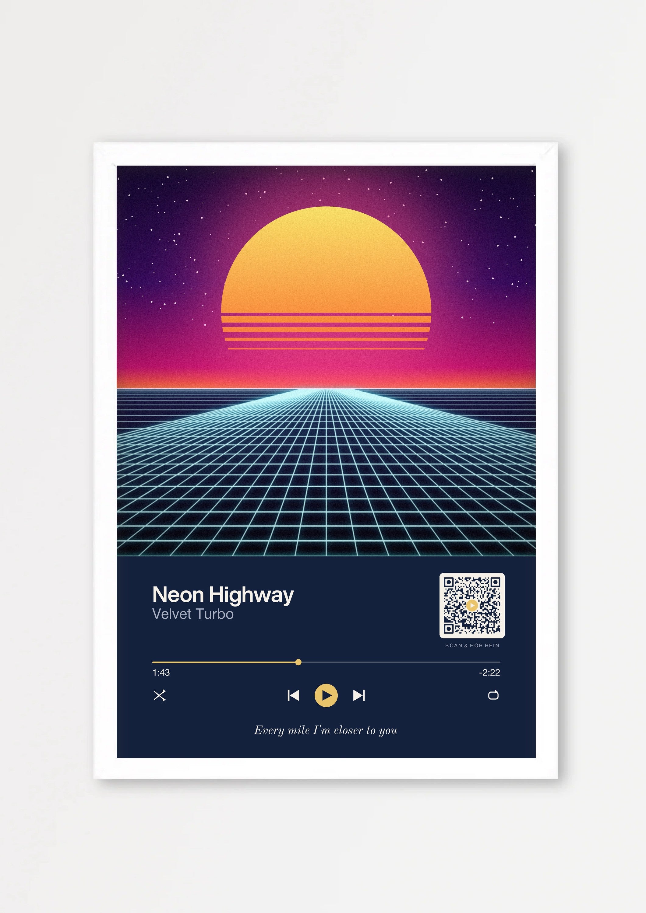Song Player Poster 2 – Echtholzrahmen Weiß