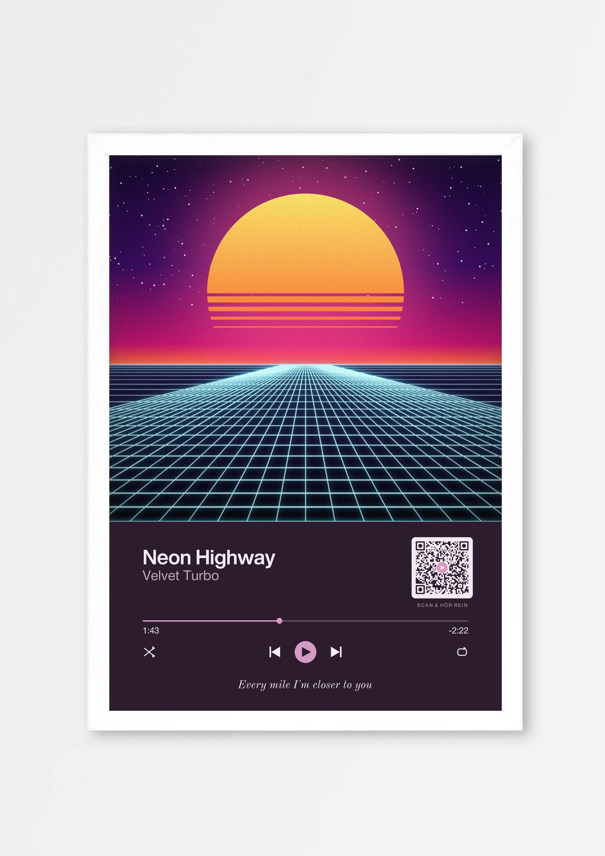 Song Player Poster 2 – Echtholzrahmen Weiß