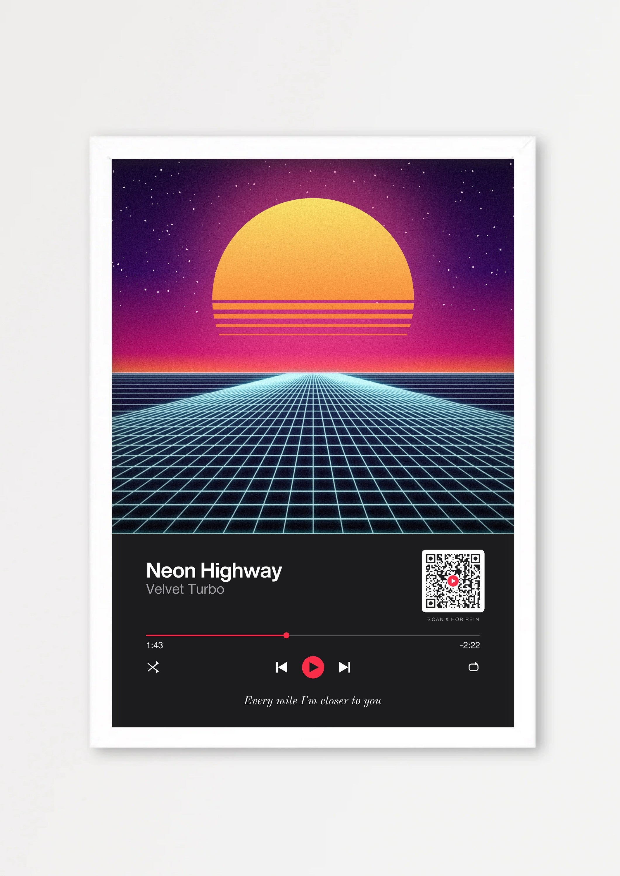 Song Player Poster 2 – Echtholzrahmen Weiß
