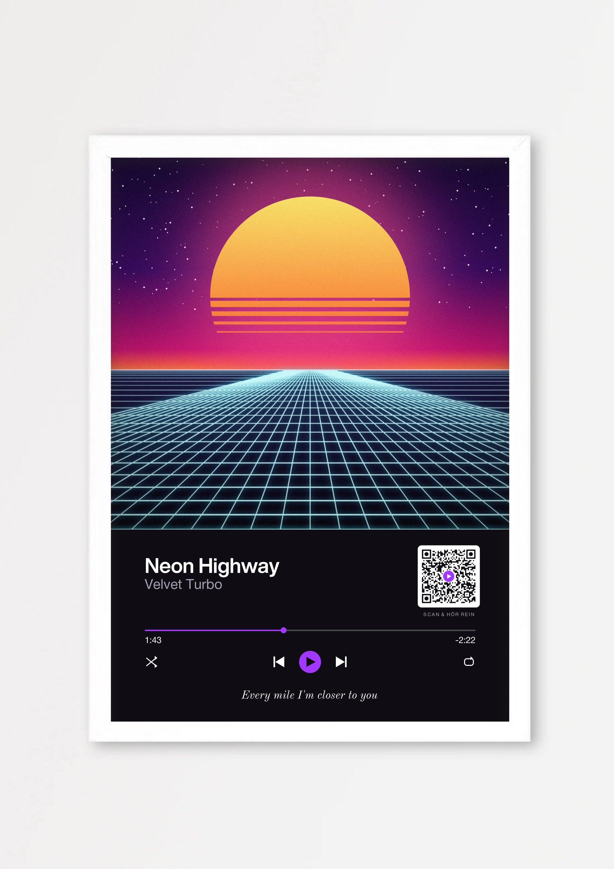 Song Player Poster 2 – Echtholzrahmen Weiß