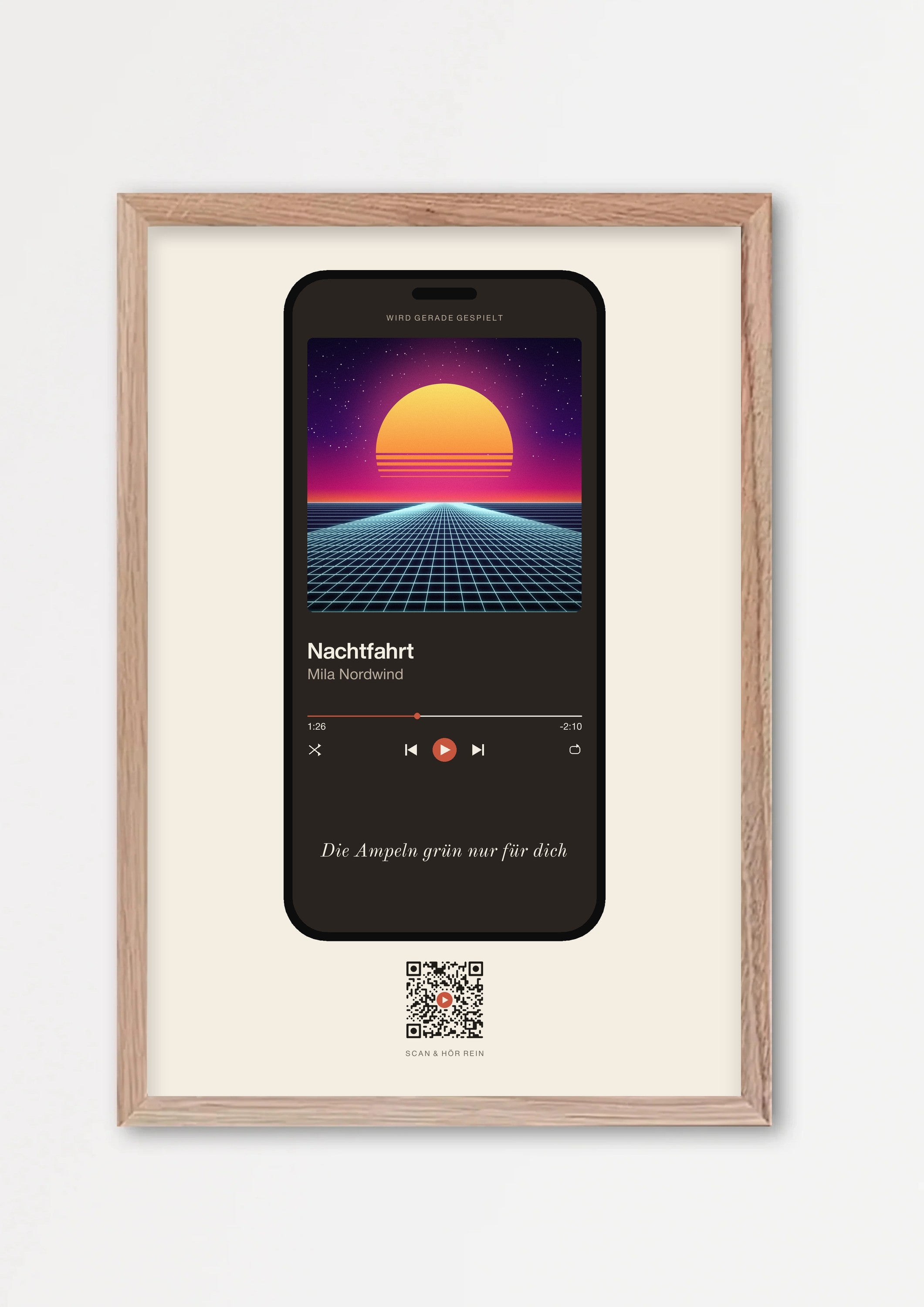 Song Player Poster 4 – Echtholzrahmen Natur