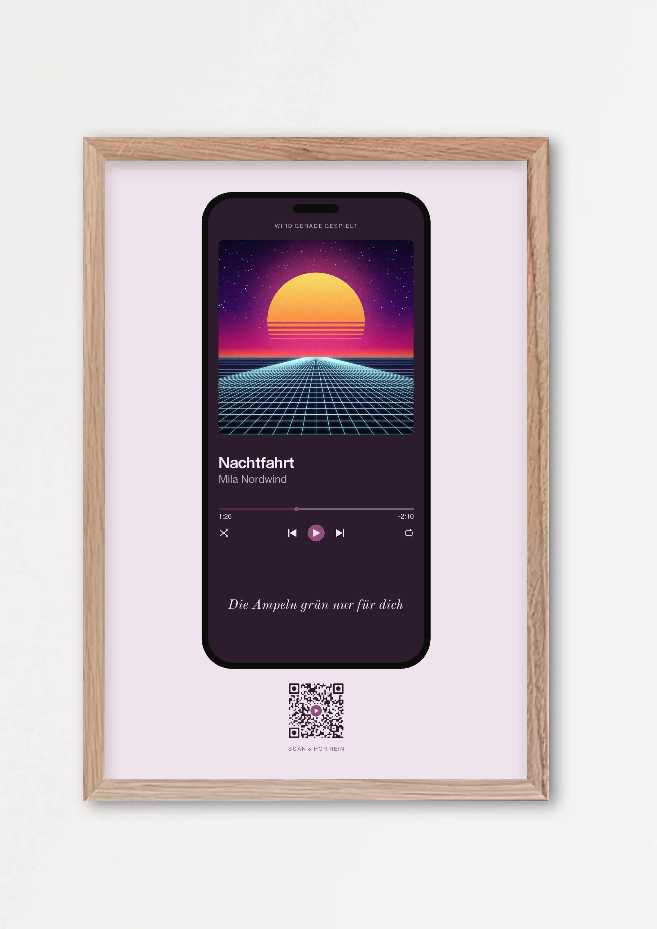 Song Player Poster 4 – Echtholzrahmen Natur