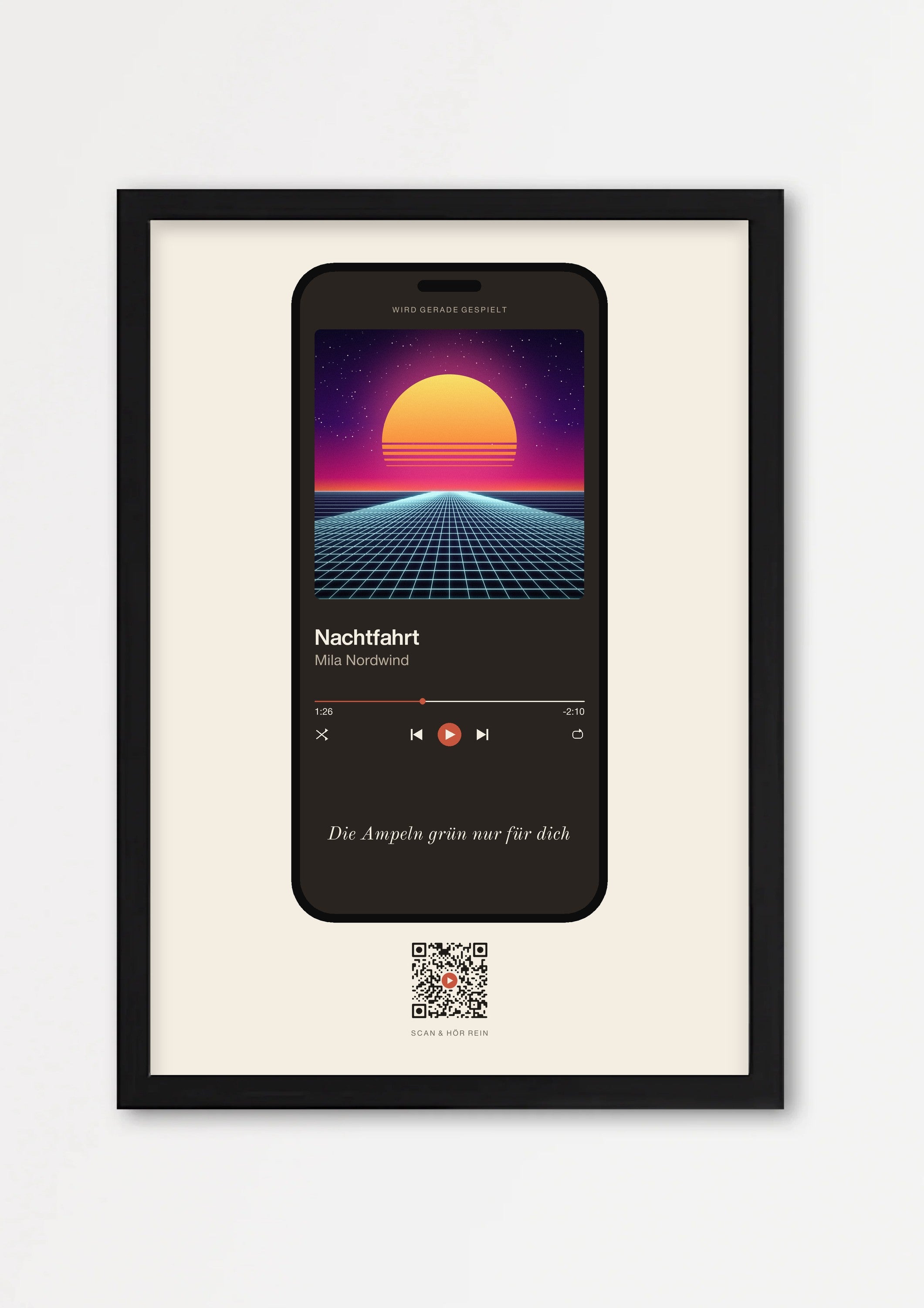 Song Player Poster 4 – Echtholzrahmen Schwarz