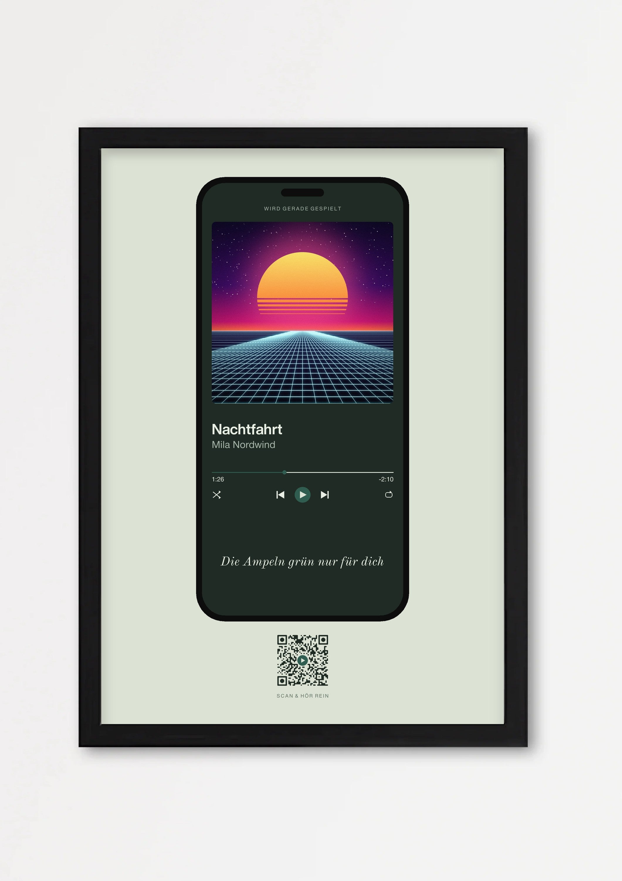 Song Player Poster 4 – Echtholzrahmen Schwarz